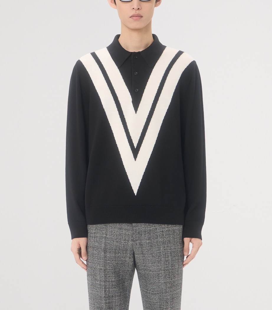 Valentino Garavani Mens Virgin Wool Logo Polo Shirt Image 2