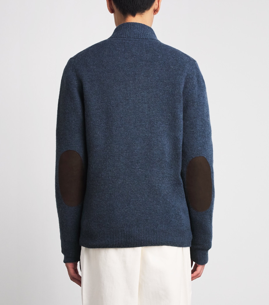 Barbour Mens Wool Patch Zip-Through Cardigan Dark Indigo Image 5