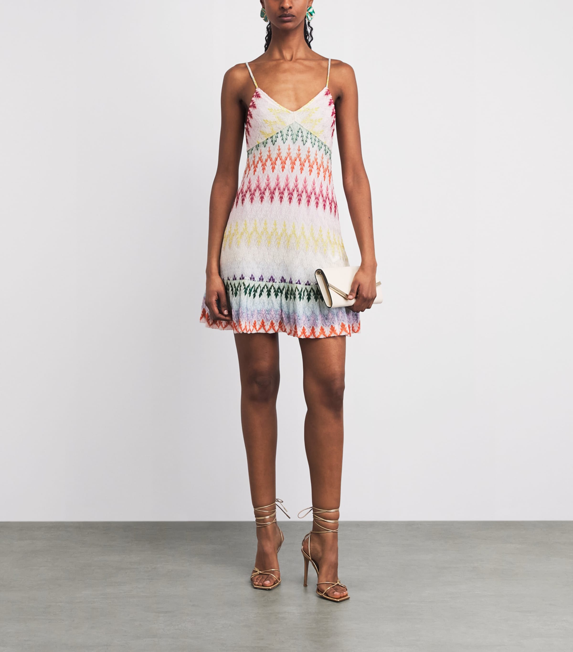 Missoni Womens Metallic Zigzag Mini Dress Mlti/white Bse Image 2