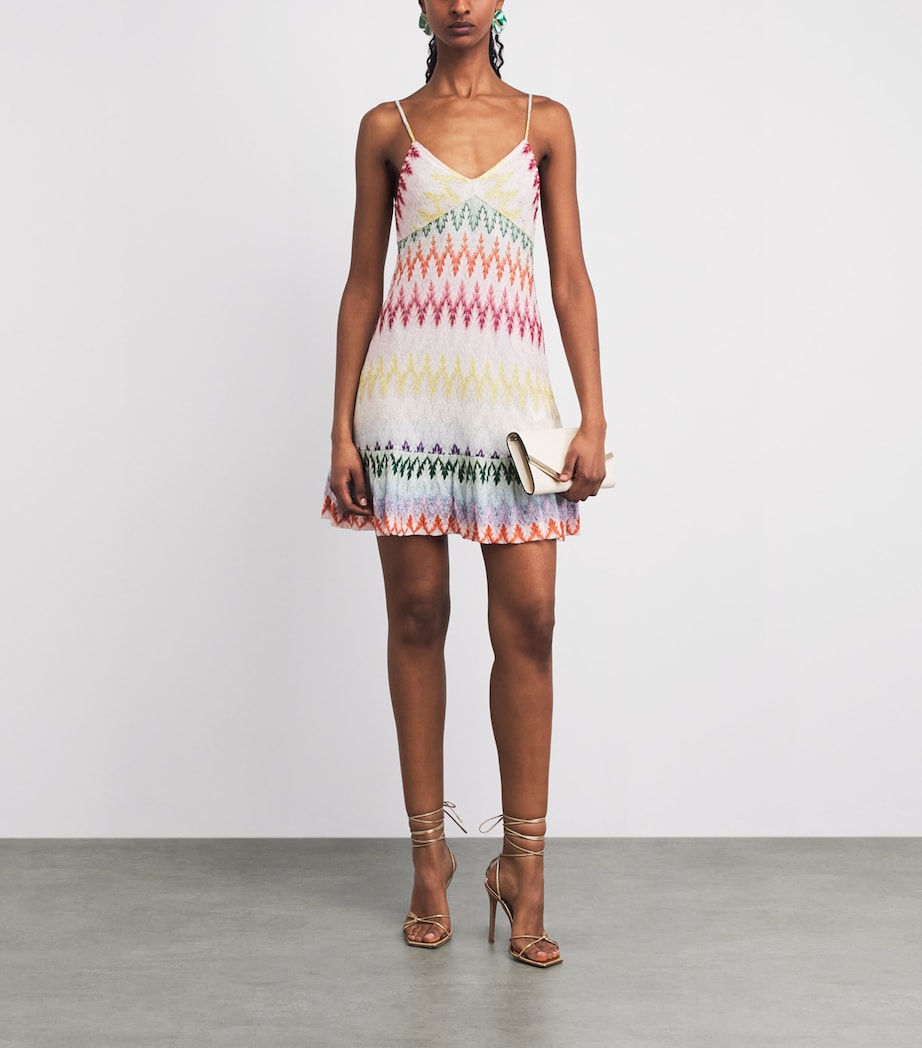 Missoni Womens Metallic Zigzag Mini Dress Mlti/white Bse Image 2