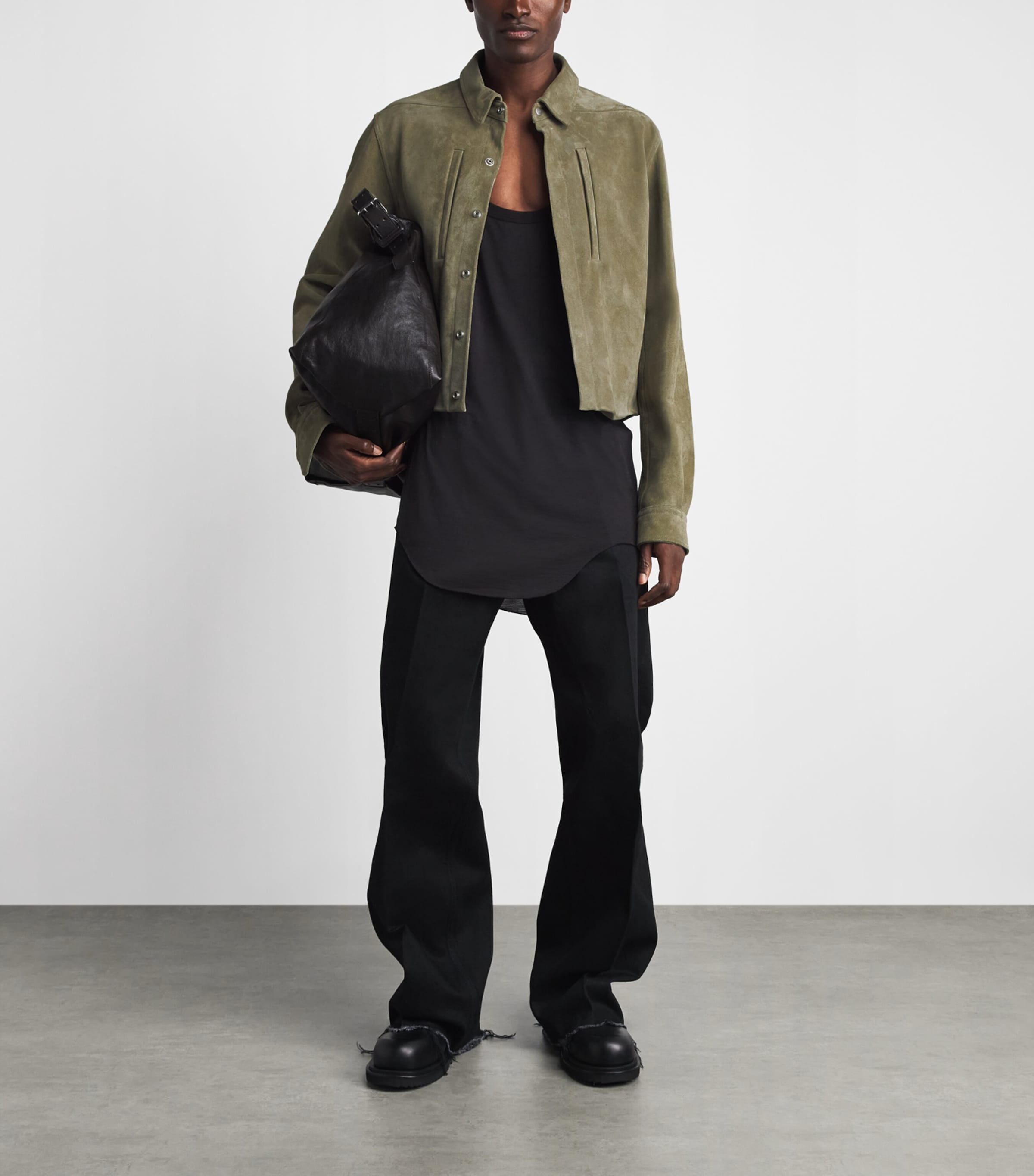 Rick Owens Mens Alice Suede Jacket Dirty Pearl Image 2