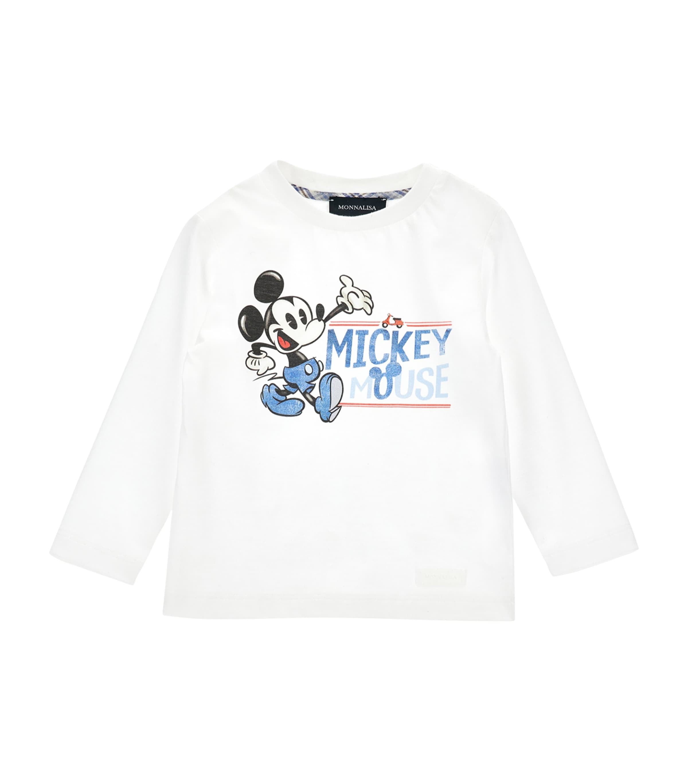 Monnalisa Cotton Mickey Mouse T-shirt In White