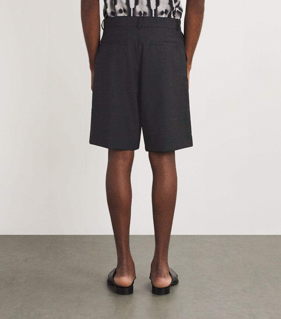 Wool-Linen Heathered Tailored Shorts BLACK Image 4