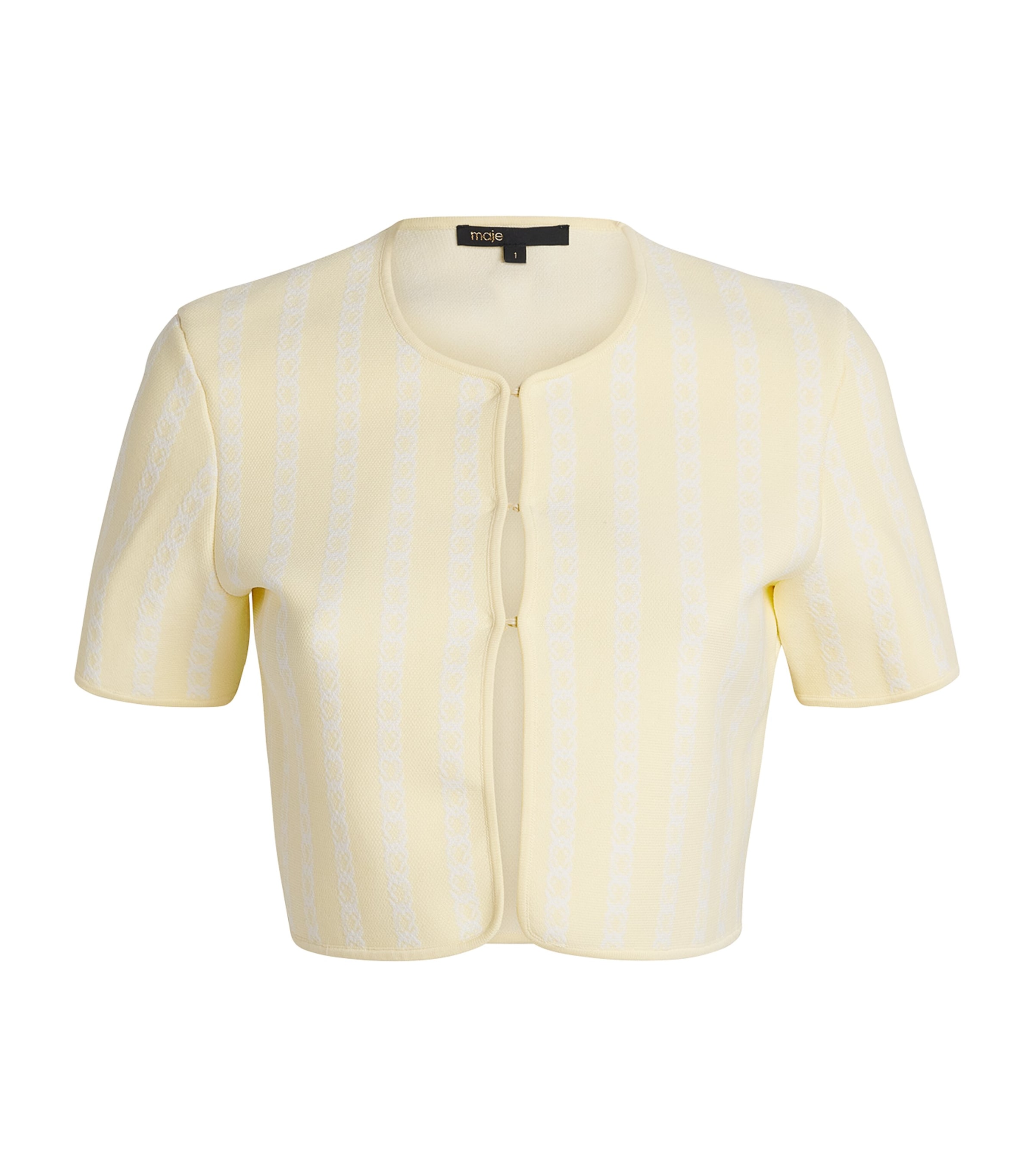 Jacquard Cropped Cardigan PALE YELLOW Image 1