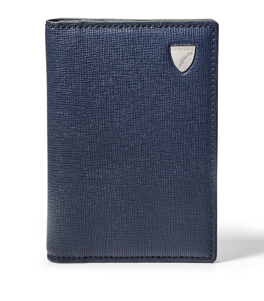 Grained Leather Credit Card Case NAVY Image 6