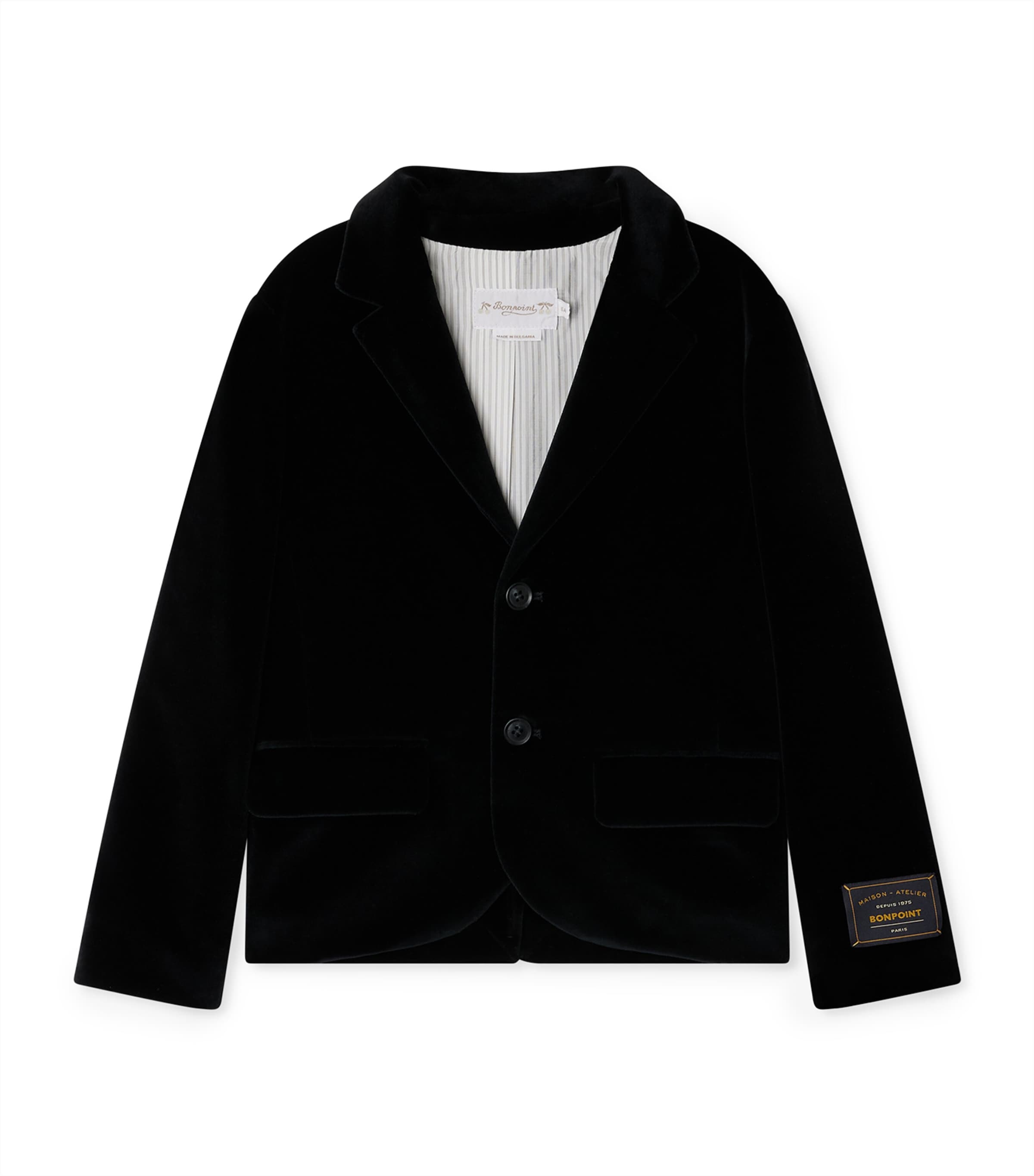 Bonpoint Logo-patch Button-fastening Blazer In Blue