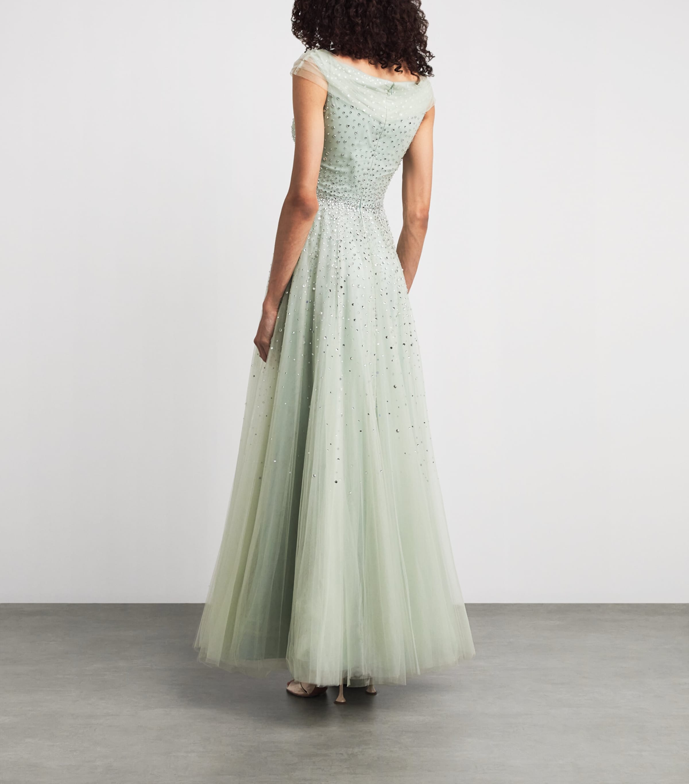 Jenny Packham Womens Tulle Embellished Shayla Gown Eau De Nil Image 4