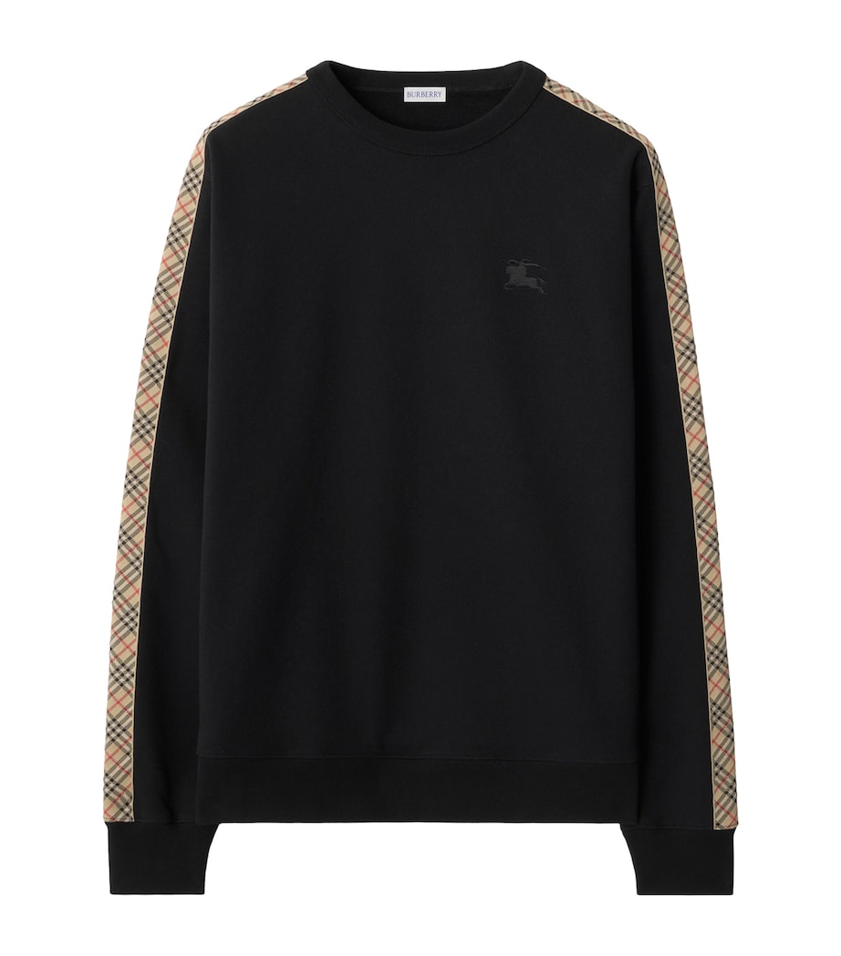 Cotton Check-Trim Sweatshirt BLACK Image 1