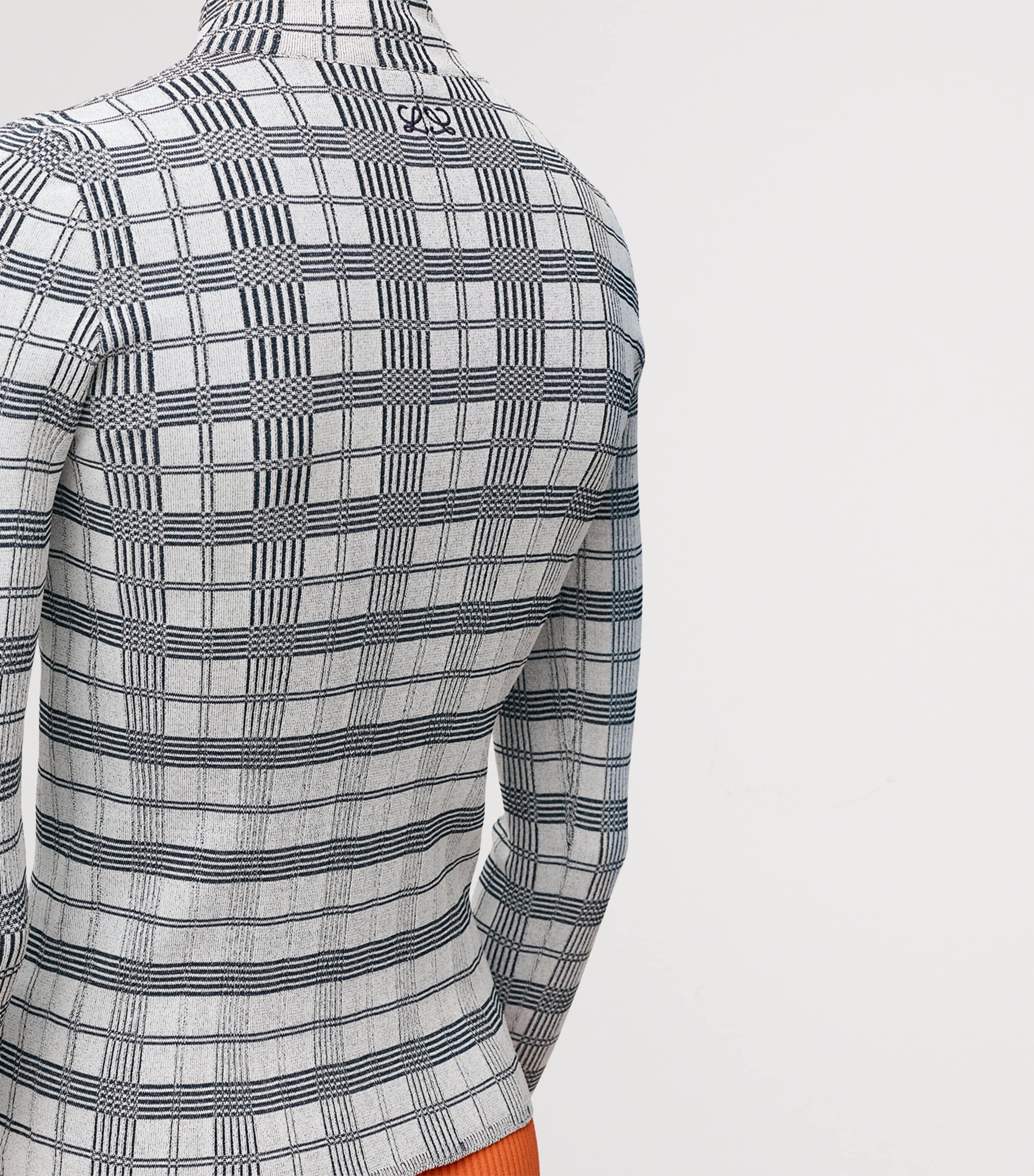 LOEWE Womens Check Jacquard High-Neck Top White/navy Image 5