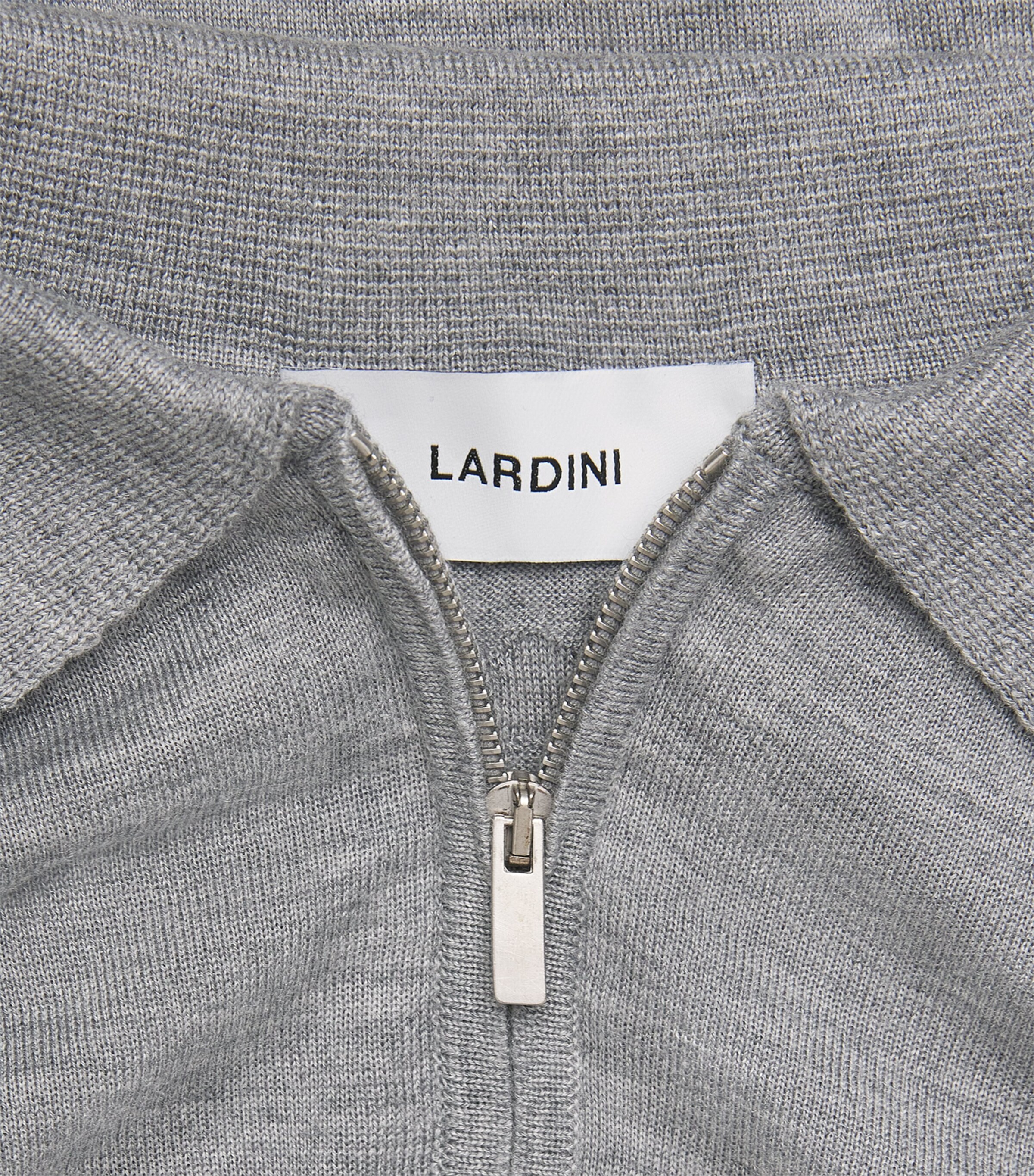 Lardini Mens Wool-Silk-Cashmere Quarter-Zip Sweater Grey Image 6