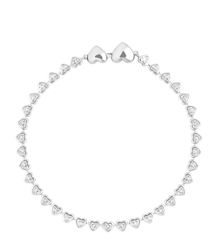 Rhodium-Plated Heart Tennis Bracelet SILVER Image 1