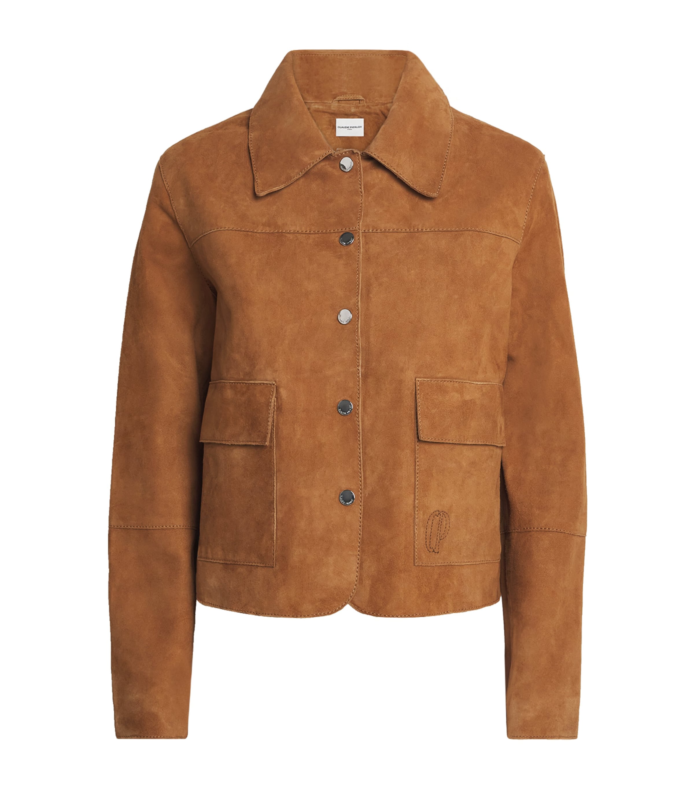 Claudie Pierlot Womens Suede Shirt-Style Jacket Camel Image 1