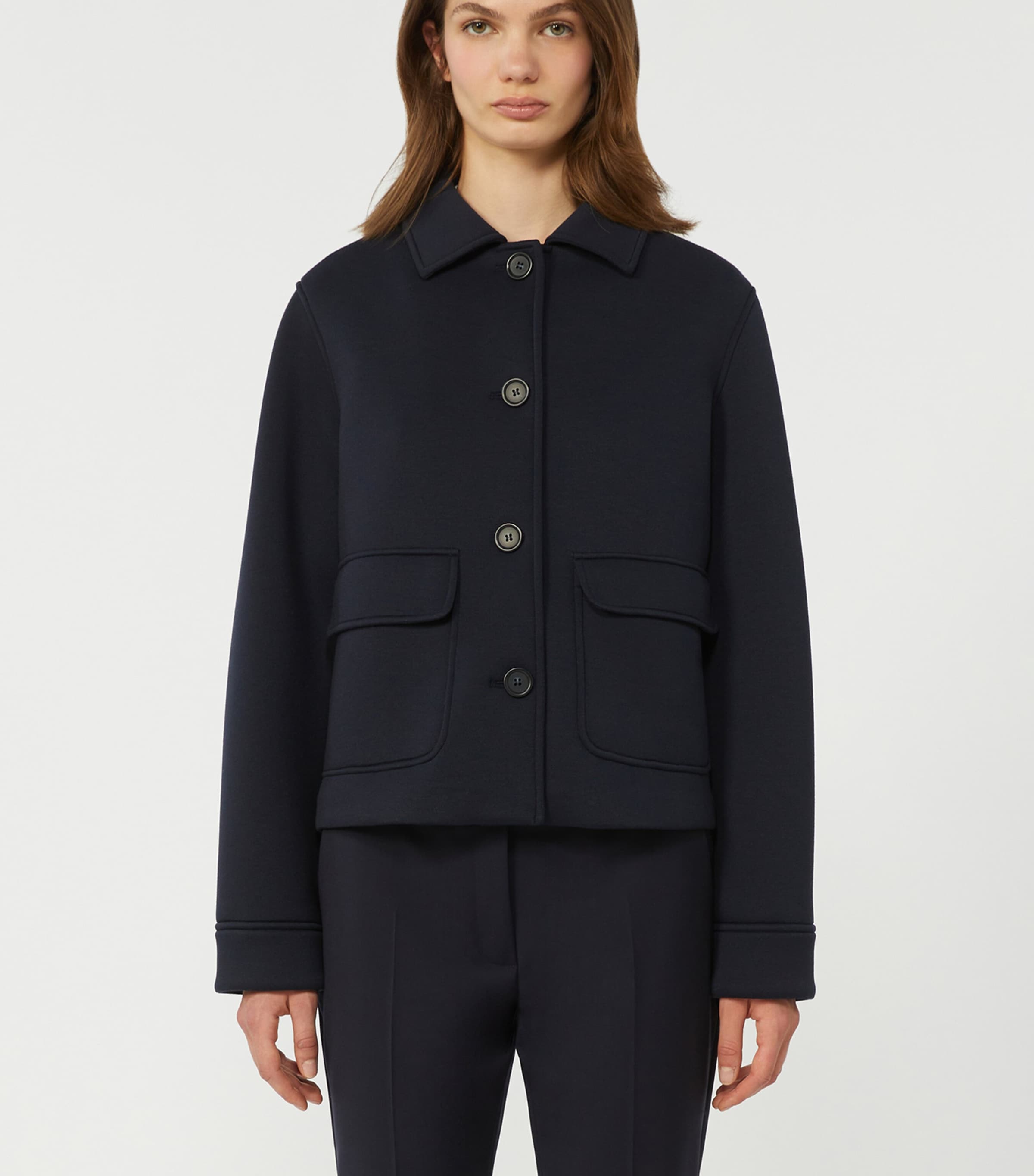Weekend Max Mara Womens Jersey Twin-Pocket Overshirt Navy Image 2
