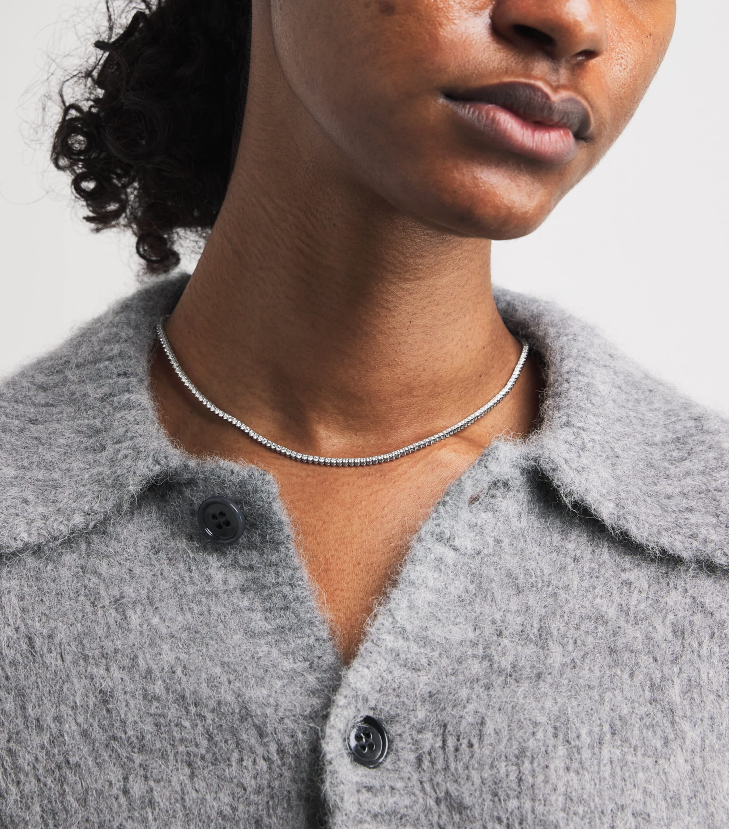 White Gold and Diamond Tennis Necklace (5.25ct) WHITE GOLD Image 2