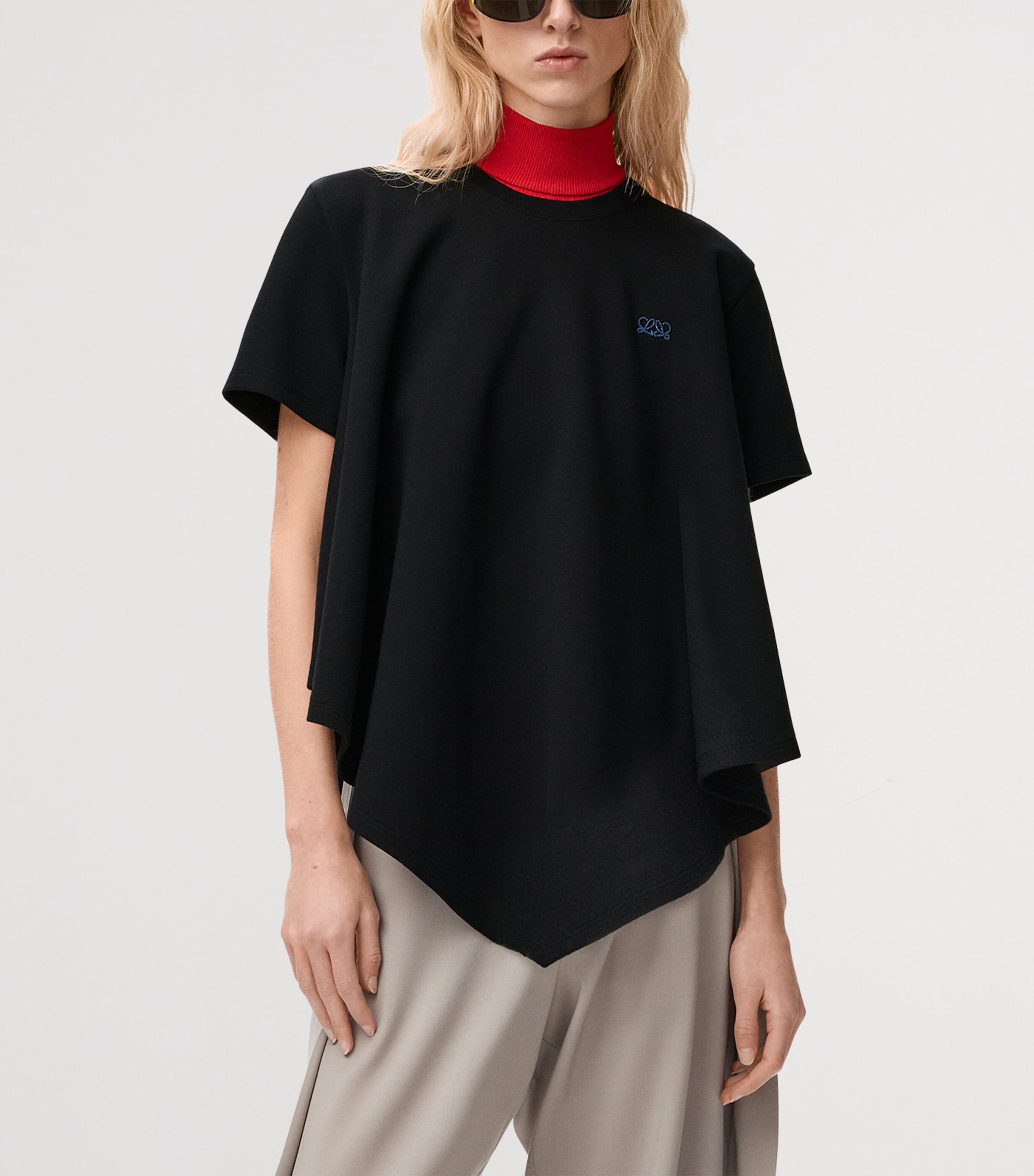LOEWE Womens Cape-Detail T-Shirt Black Image 3
