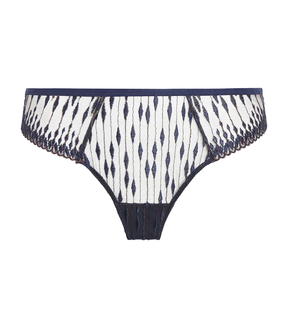 Aubade Womens Embroidered Voodoo Kiss Tanga Blue Moon Image 1