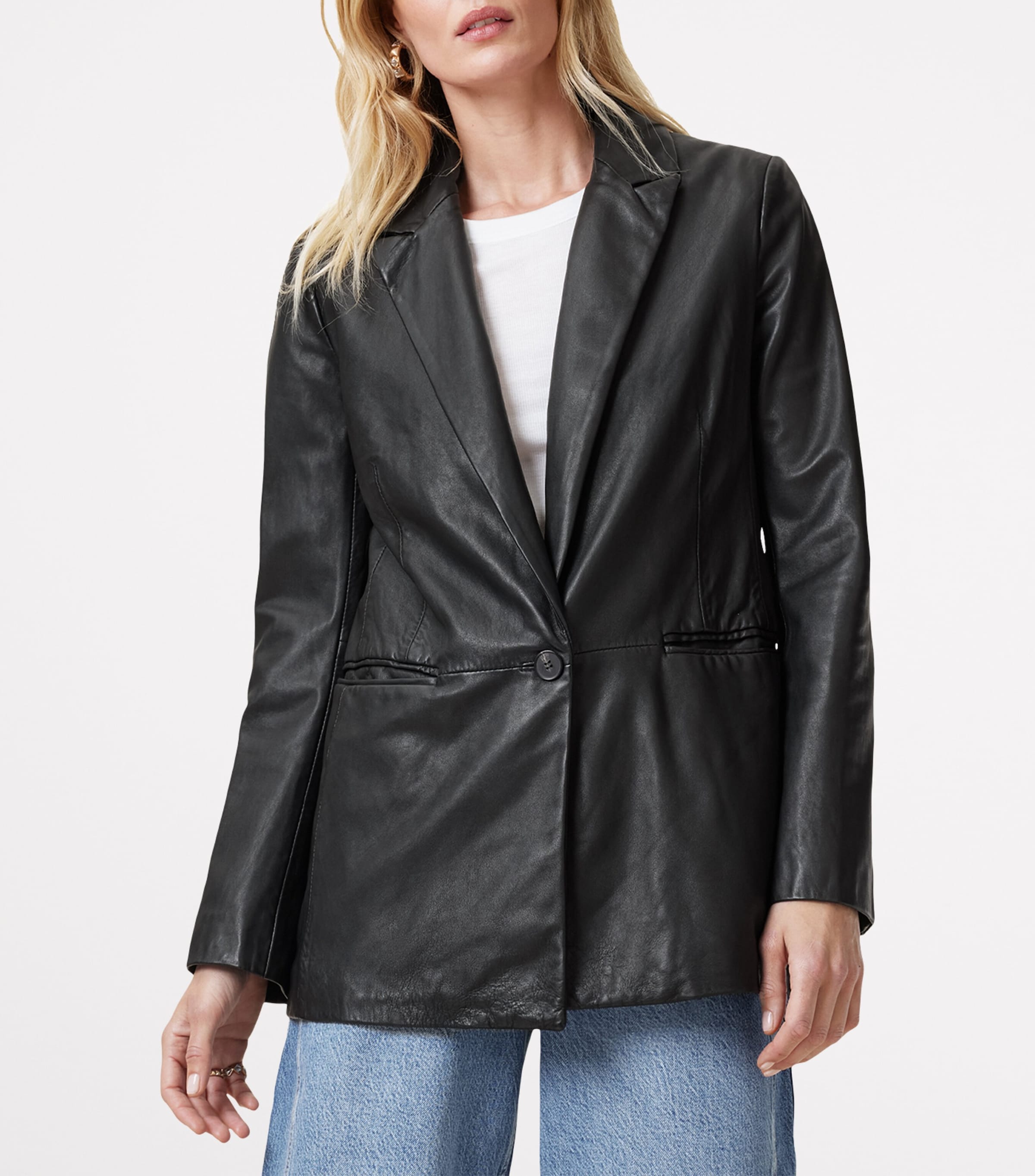 Allsaints Leather Deri Blazer In Black