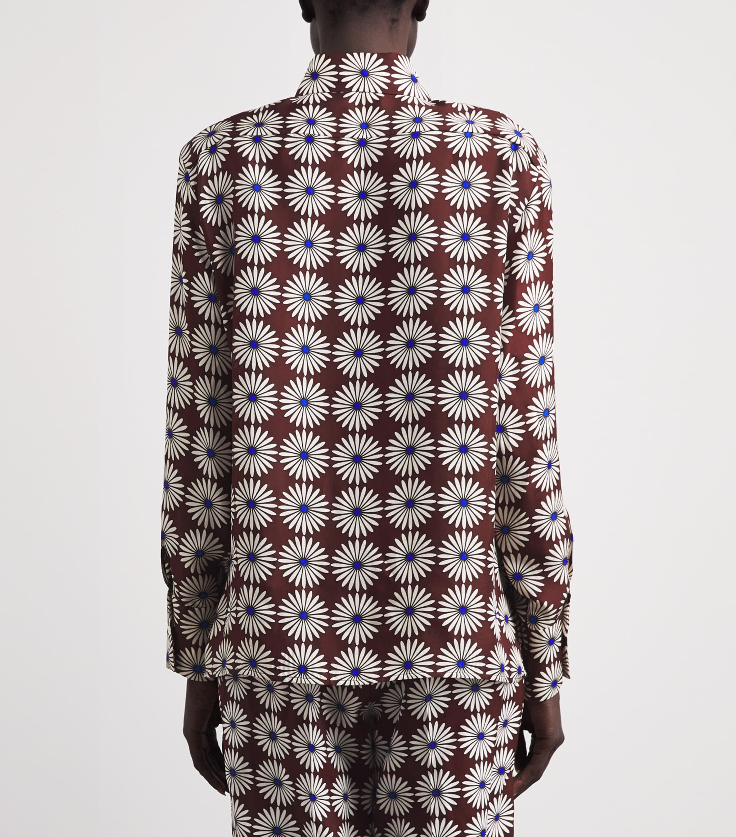 Sandro Paris Womens Silk Floral Shirt Marron / Bleu Image 5