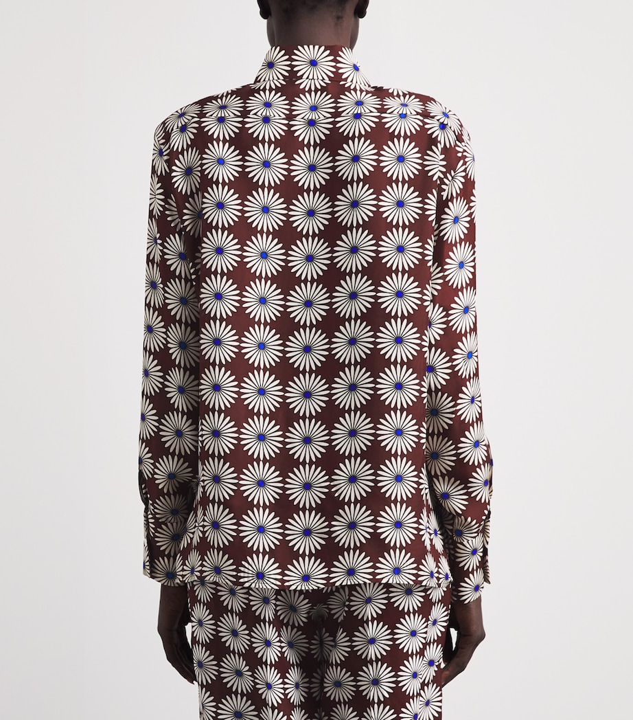 Sandro Paris Womens Silk Floral Shirt Marron / Bleu Image 5