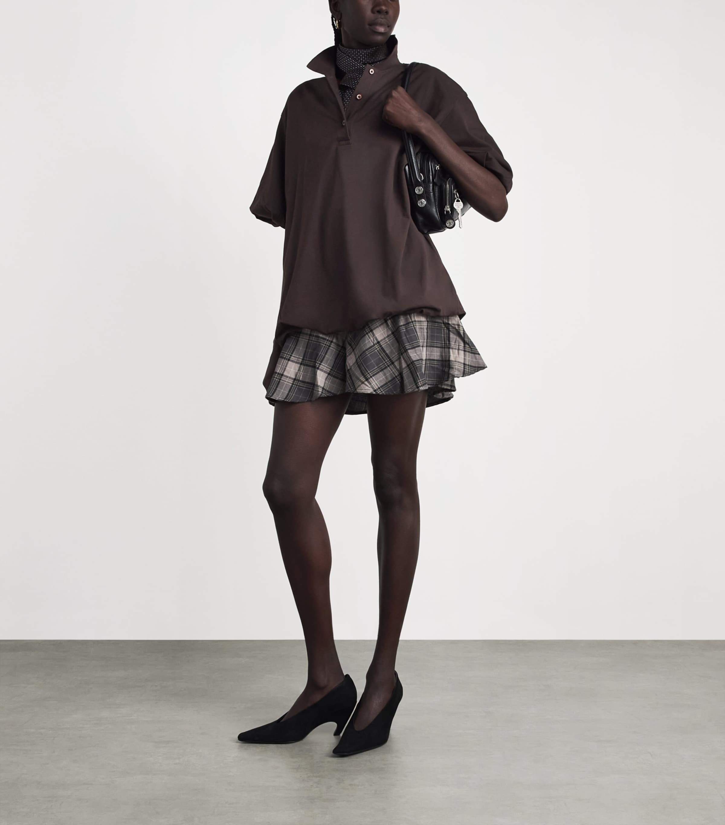 Acne Studios Womens Layered Polo Shirt Midi Dress Dark Brown Image 2