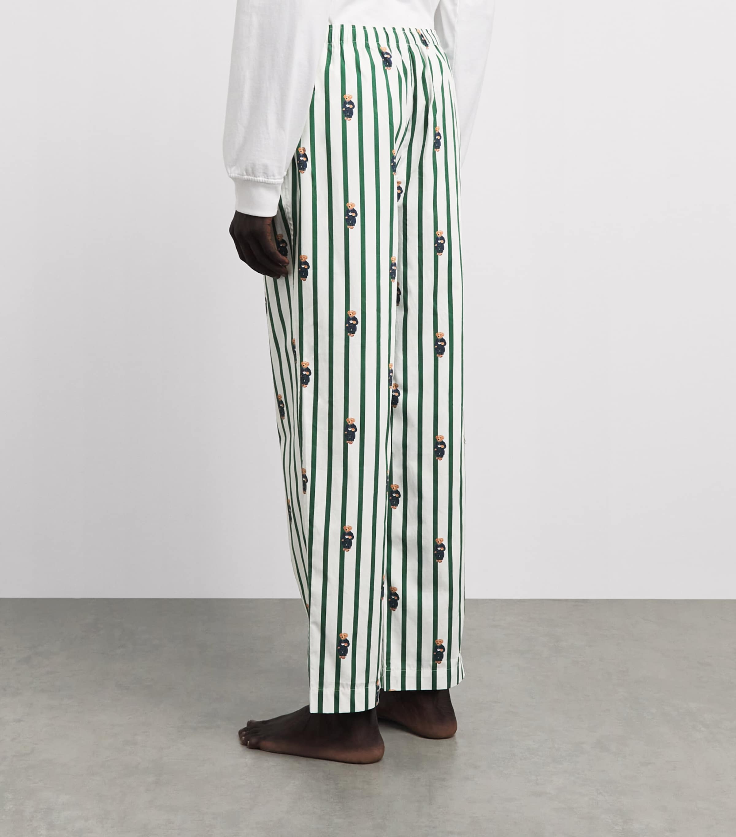 Polo Ralph Lauren Mens Cotton Stripe Polo Bear Pyjama Bottoms Verano Green/wht Aob Image 5