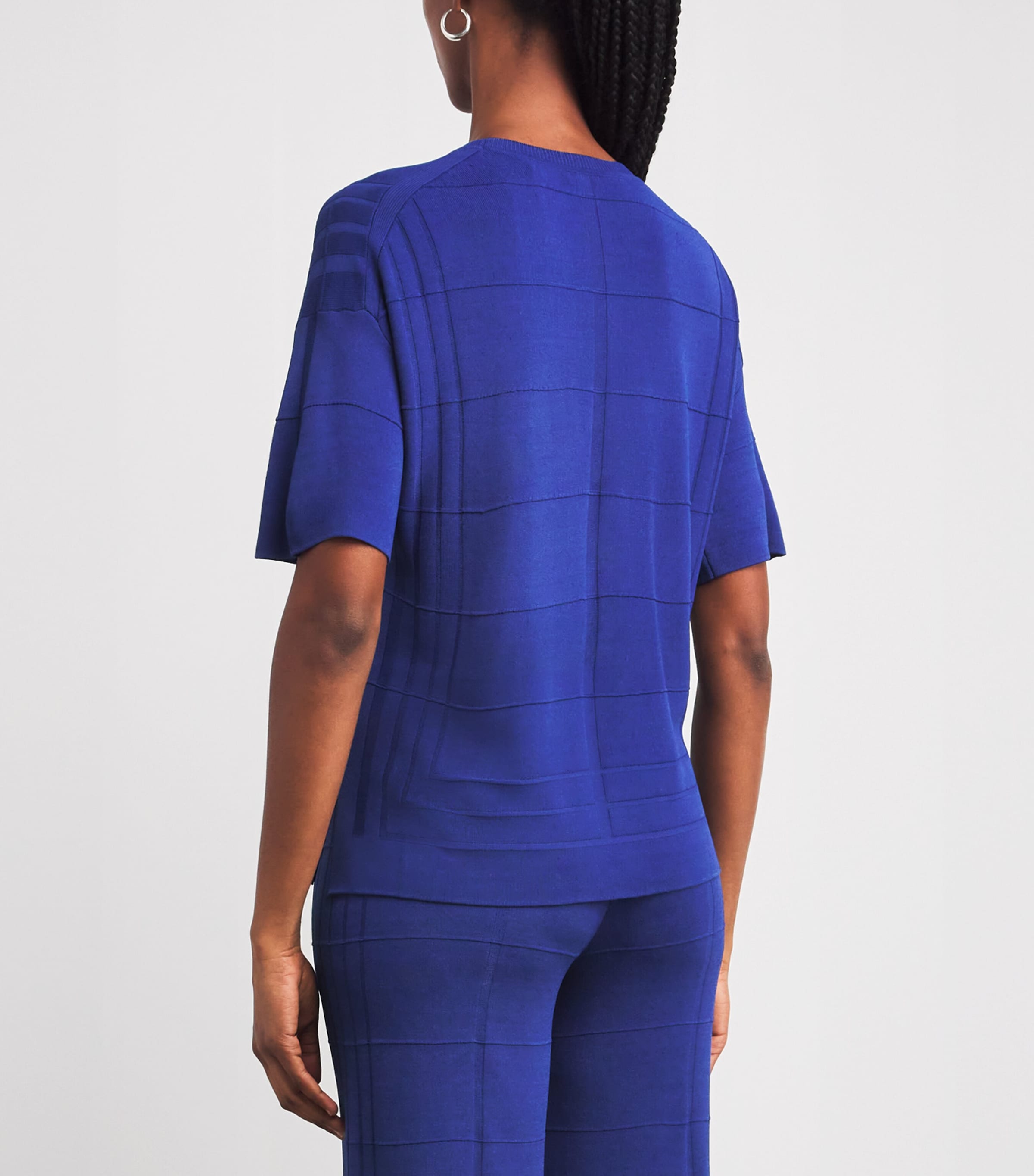 Joseph Womens Grid Knit T-Shirt Cobalt Image 4