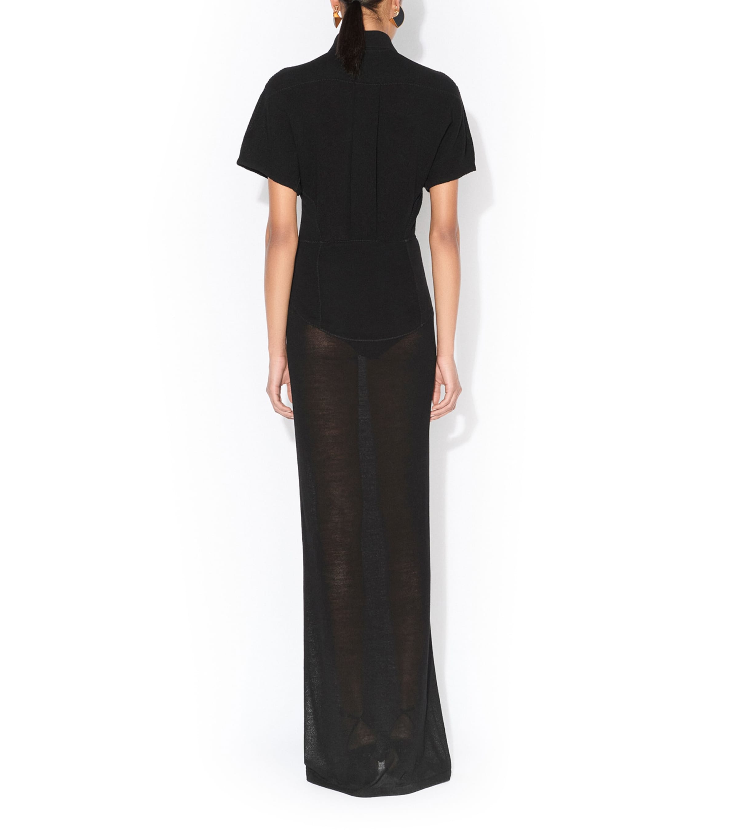 Alaïa Womens Wool Knit Polo Dress Noir Alaia Image 3