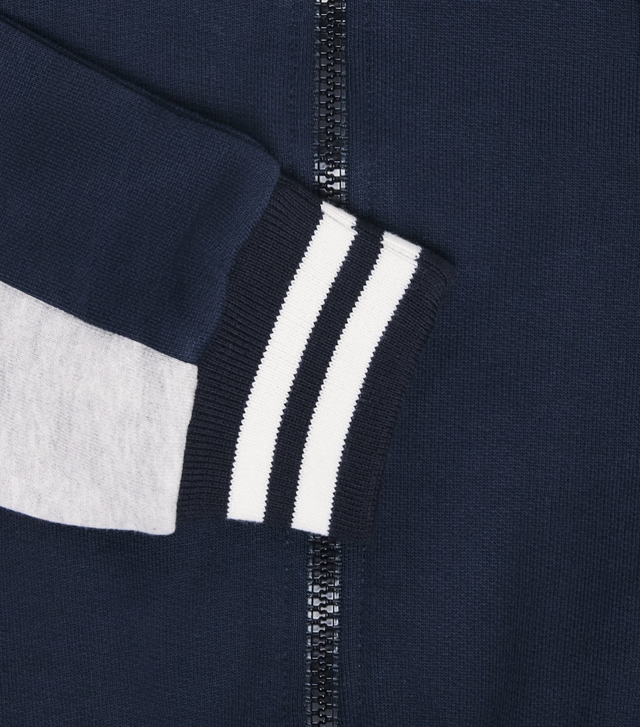 Eleventy Kids Cotton Tipped Zip-Up Hoodie (4-16 Years) Blue Image 3