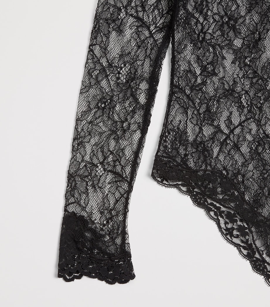 Valentino Womens Lace High-Neck Bodysuit Image 8