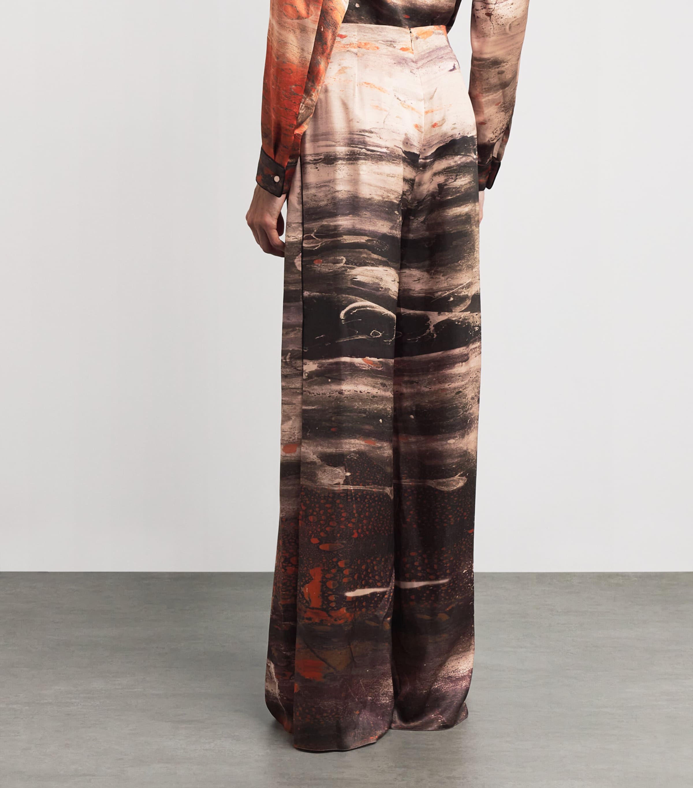 Silk Printed Arneau Wide-Leg Trousers BRUSH ORNG/CINNAMON Image 4