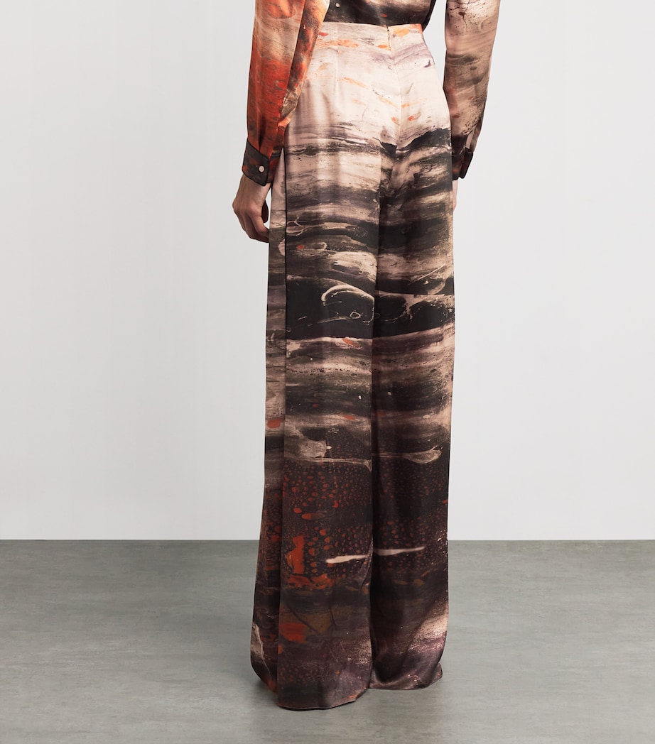 Silk Printed Arneau Wide-Leg Trousers BRUSH ORNG/CINNAMON Image 4