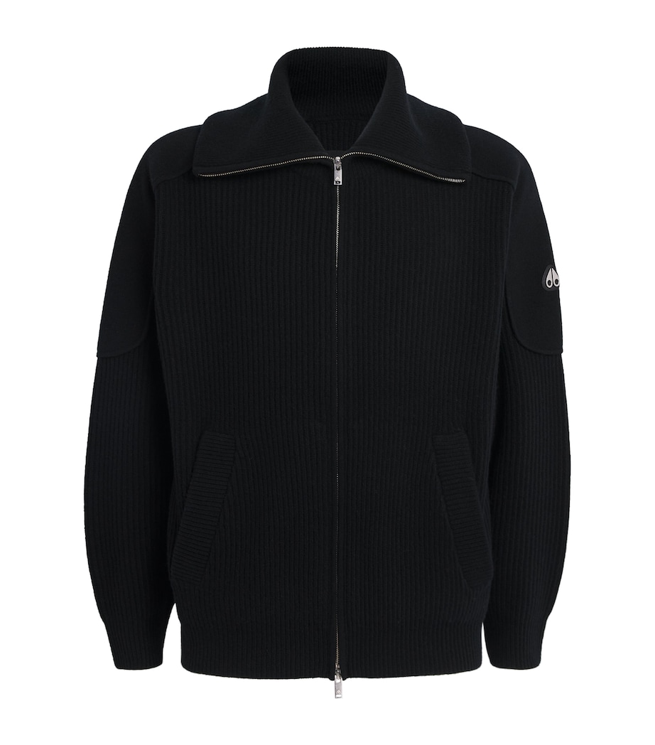 Wool Ribbed Zip-Up Cardigan BLACK - 292 Image 1