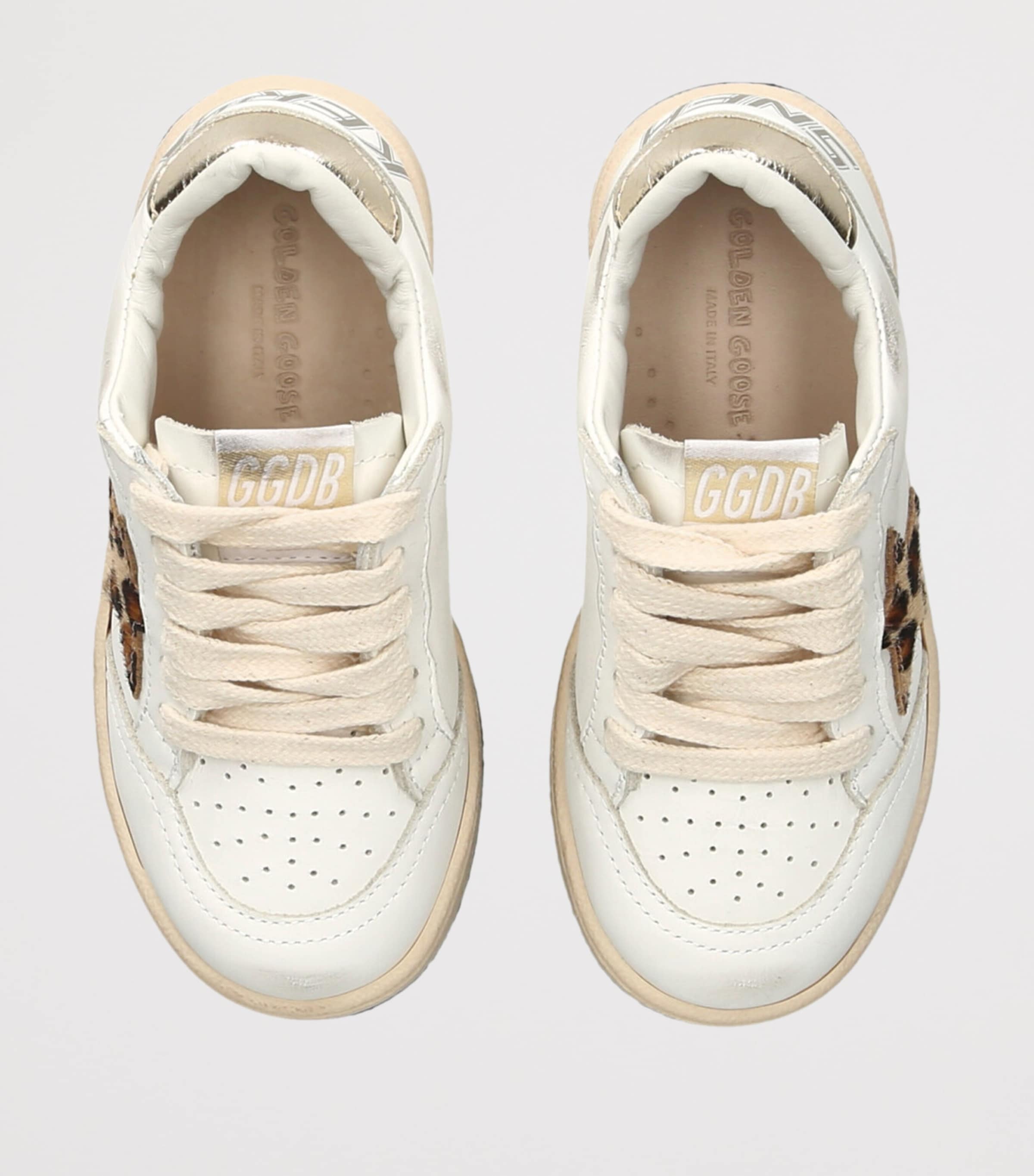 Golden Goose Leather Ball Star Leopard Sneakers White/comb Image 4