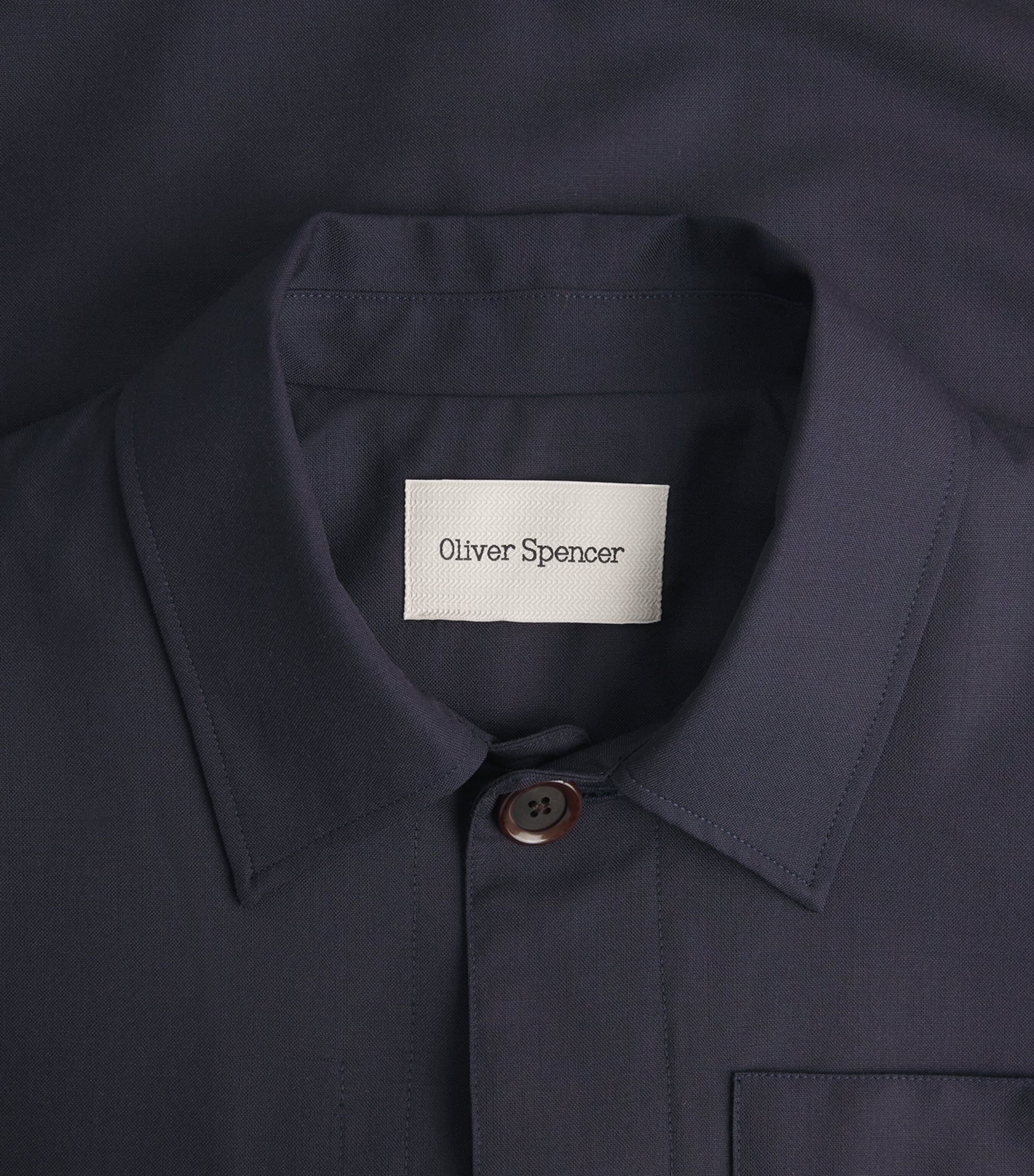 Oliver Spencer Mens Cotton Kennard Shirt Jacket Navy Image 6