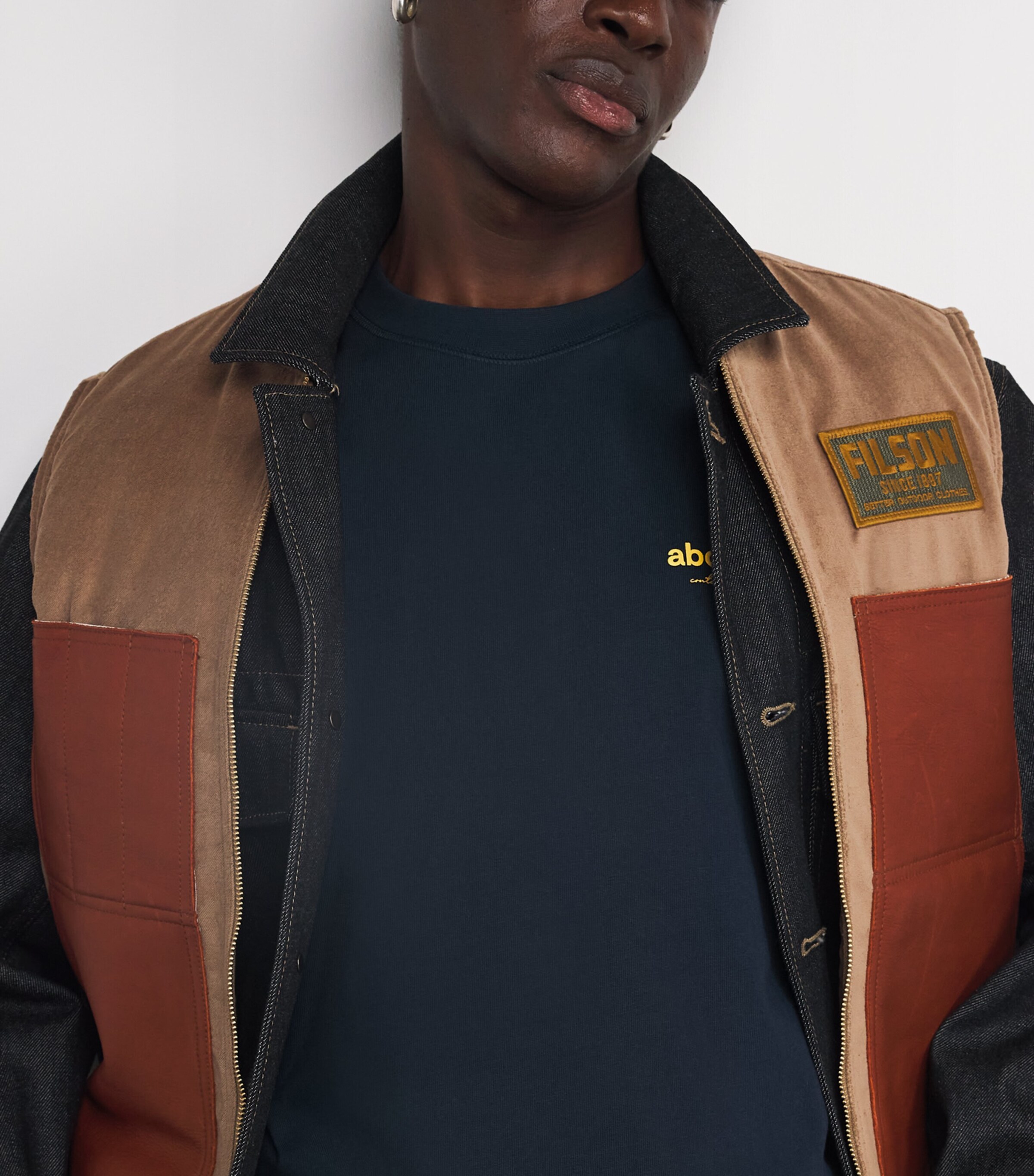 Cotton Logo T-Shirt NAVY/YELLOW Image 6