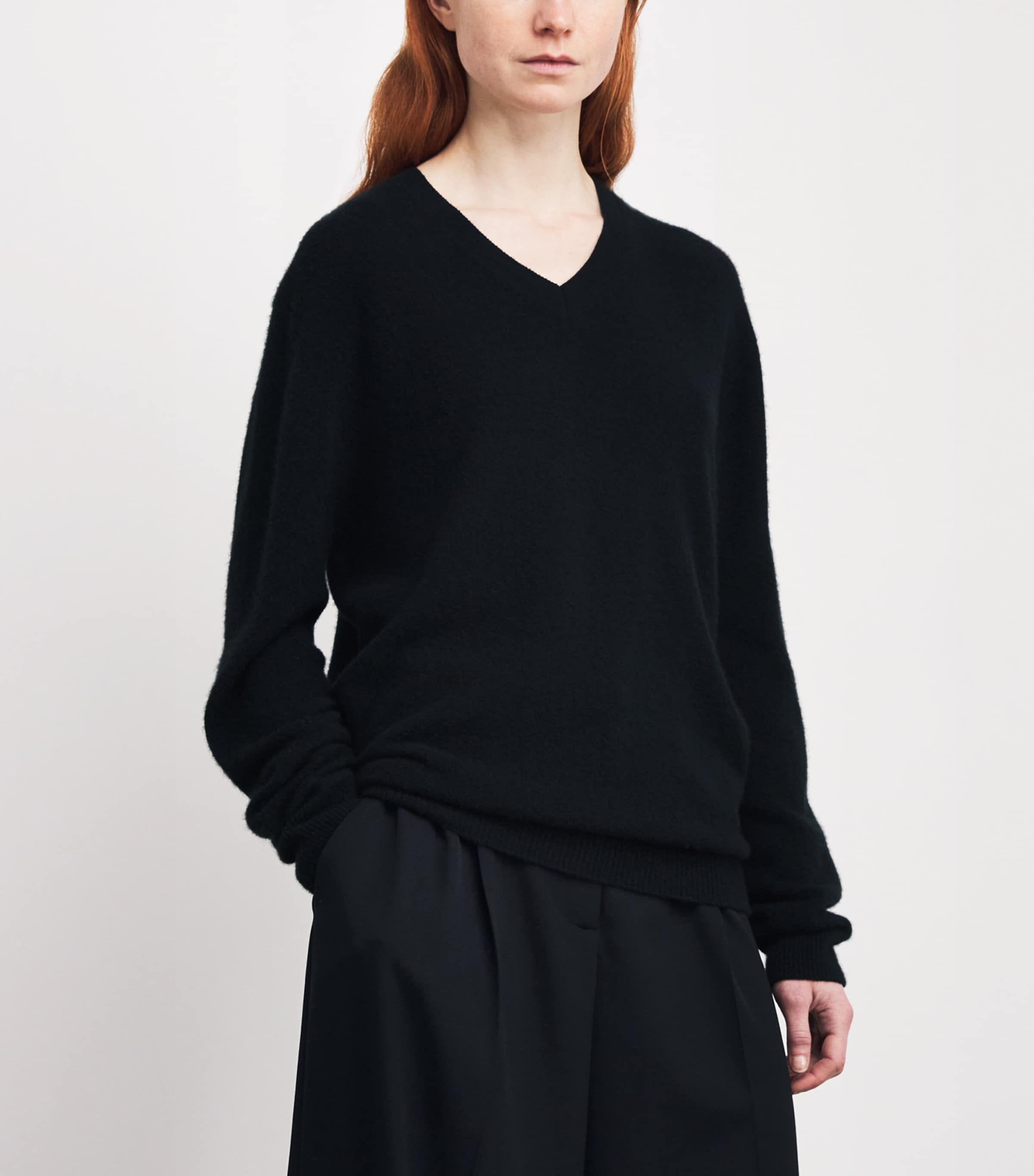 The Row Womens Numi Goat Cashmere Sweater Black Image 3