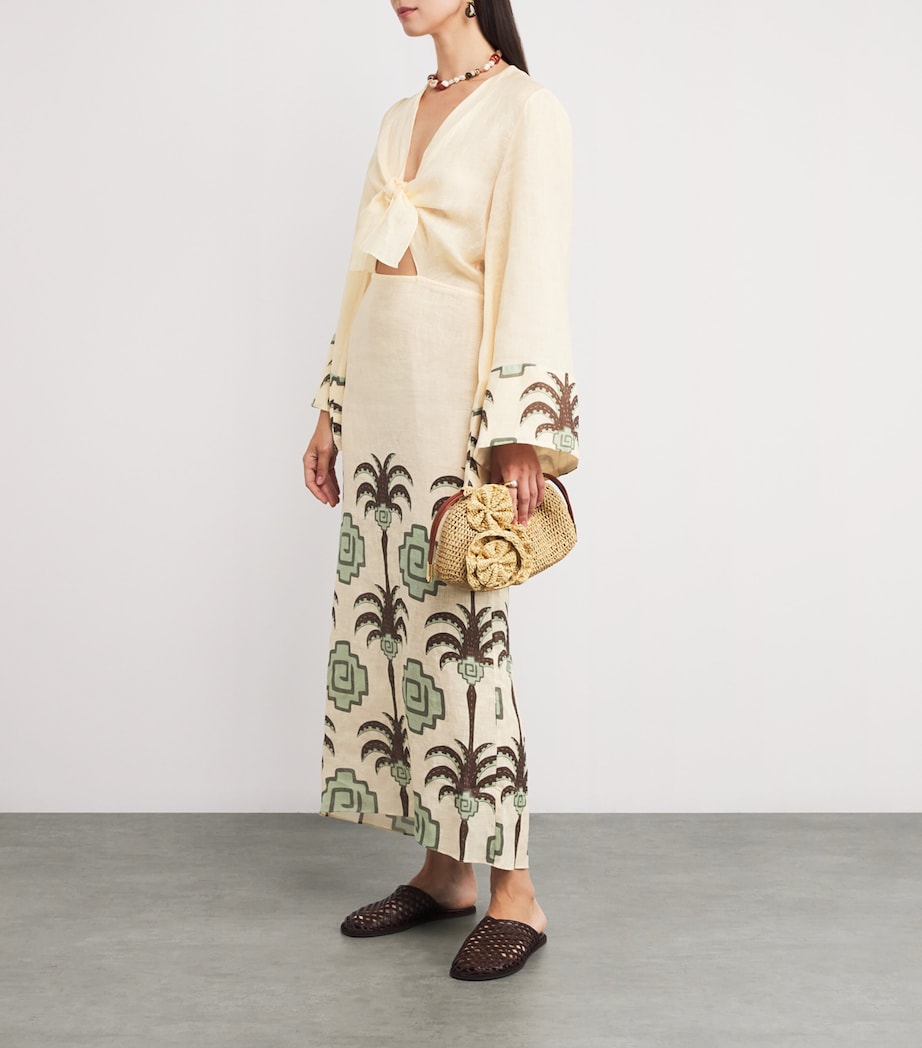 Linen Sailing Flags Maxi Dress ECRU/CHOCO/CAMEL Image 2