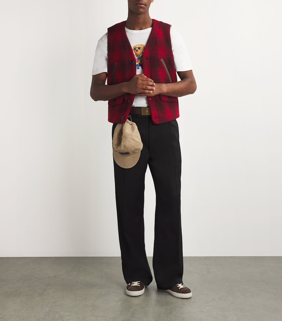 Wool Check Gilet RED Image 6