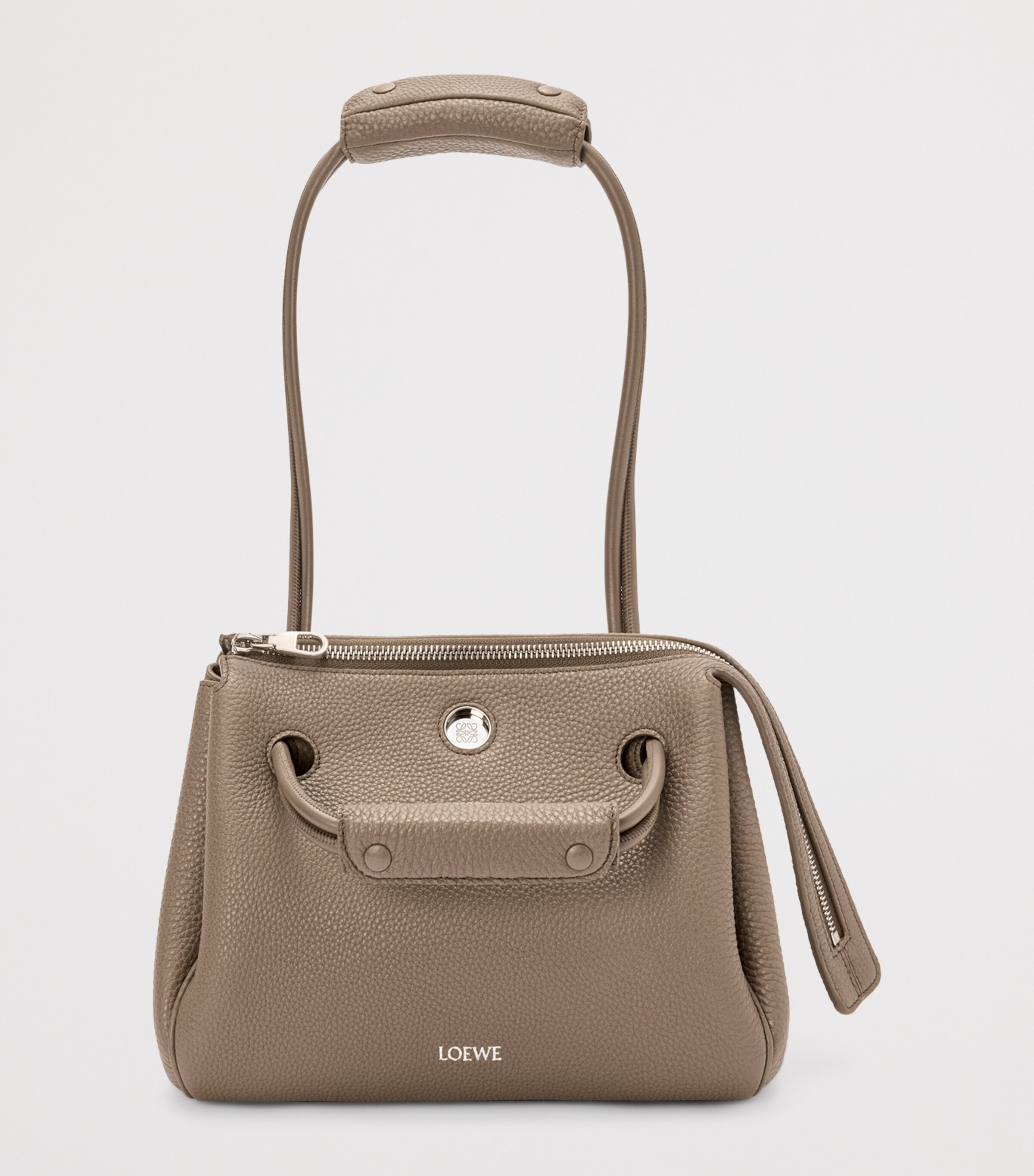 Small Grained Leather Madrid Shoulder Bag TAUPE Image 9