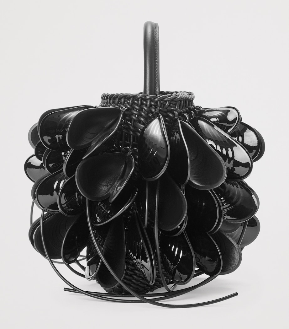 Leather Shell Bucket Bag BLACK Image 4