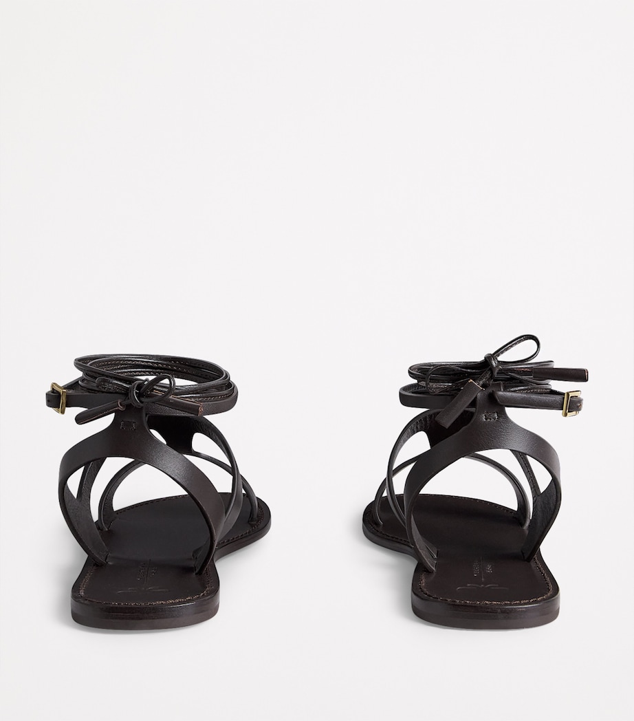 Leather Wrap-Around Sandals BROWN Image 4
