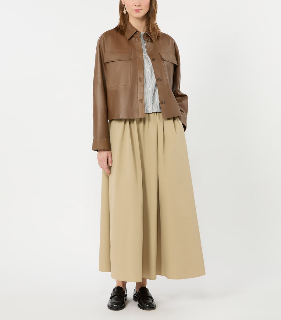 Weekend Max Mara Womens Leather Cropped Jacket Brown Image 2