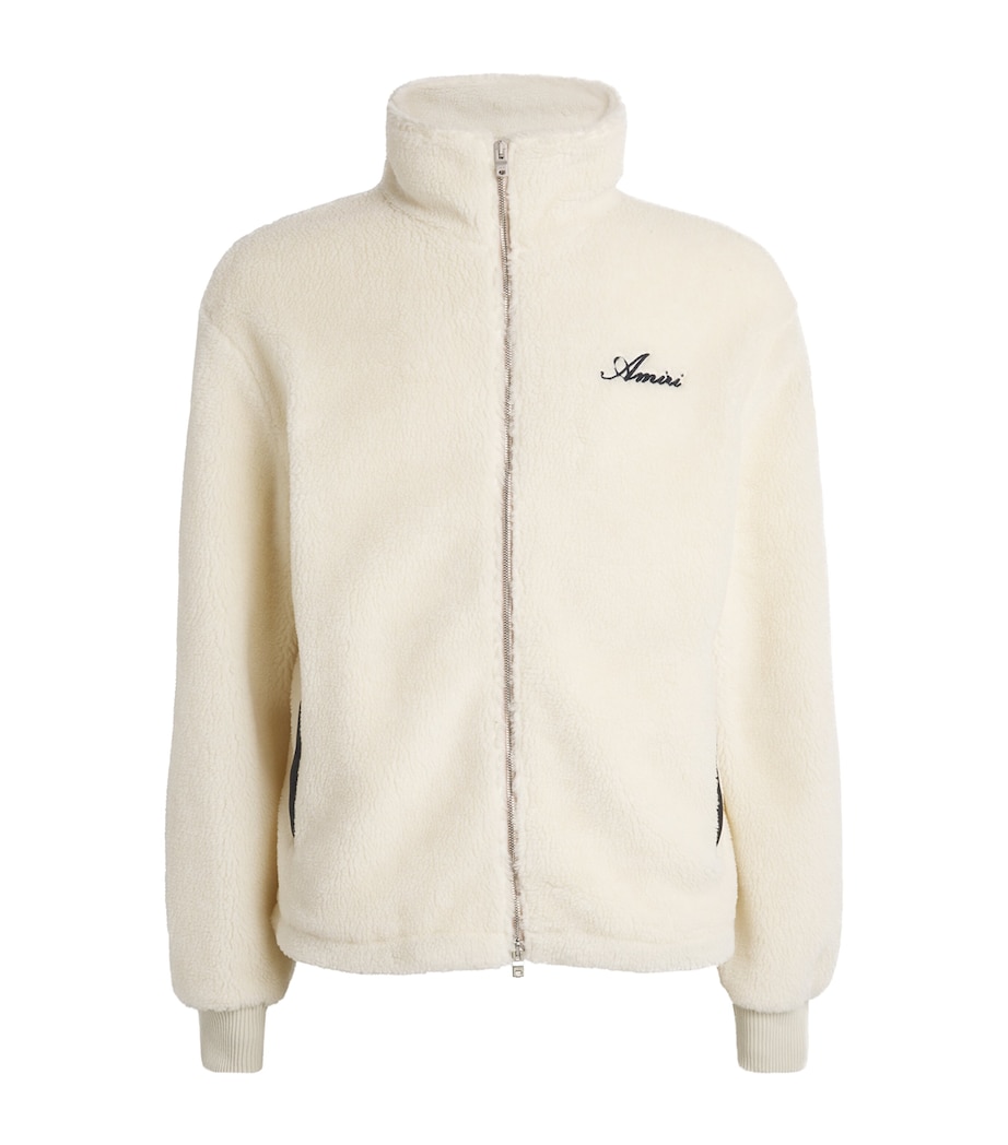 AMIRI Mens Fleece Bones Jacket Alabaster Image 1