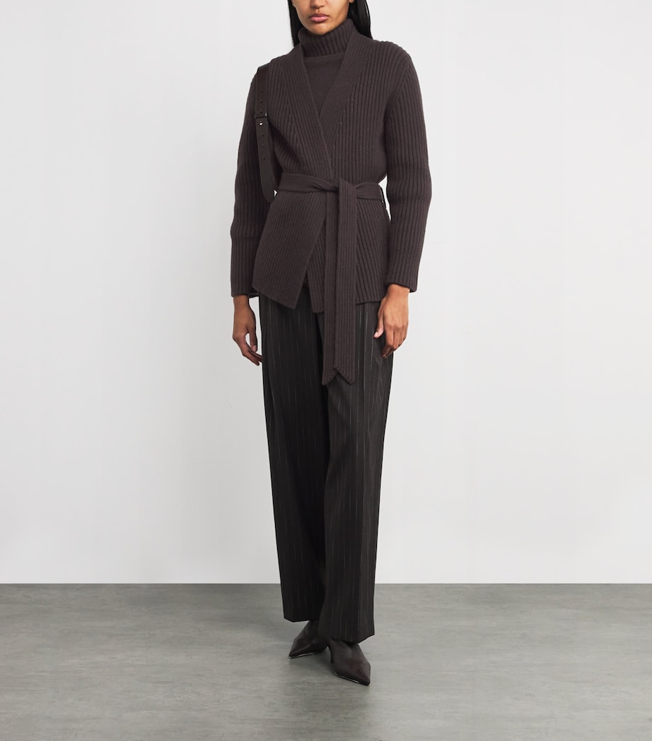 Cashmere Longline Cardigan DARK BROWN Image 2