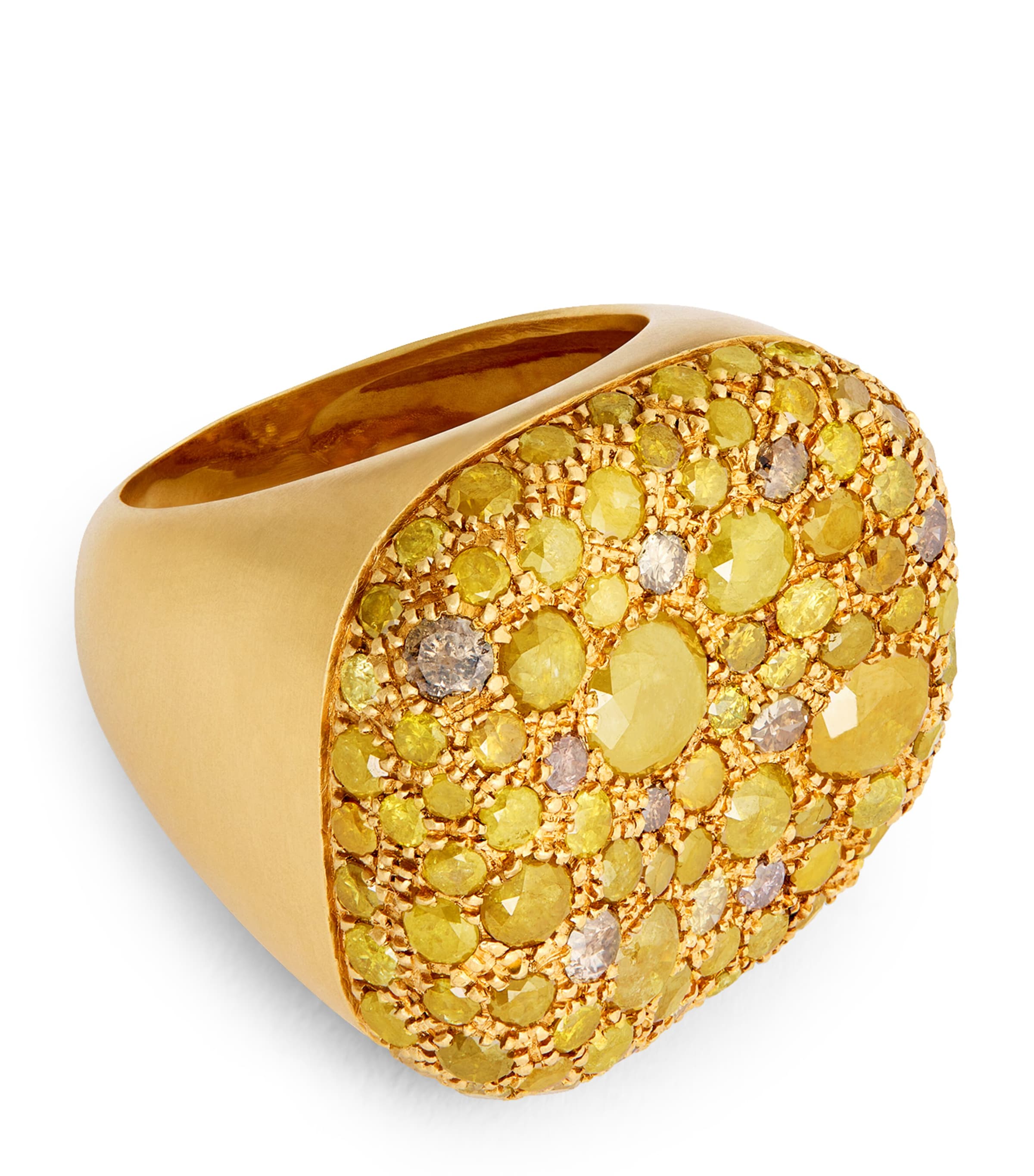 Nada Ghazal Yellow Gold And Diamond Malak Icy Square Ring In Gold