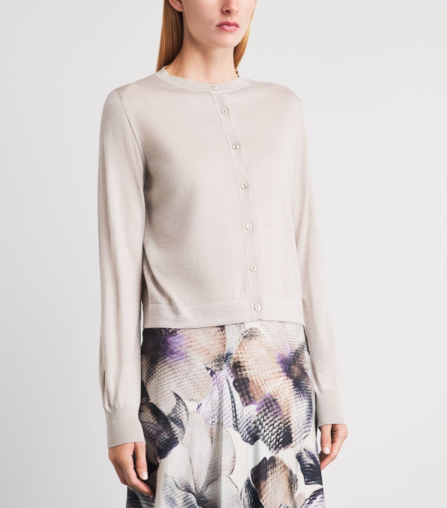Agnona Womens Wool-Silk-Cashmere Cardigan Beige Greige Image 4