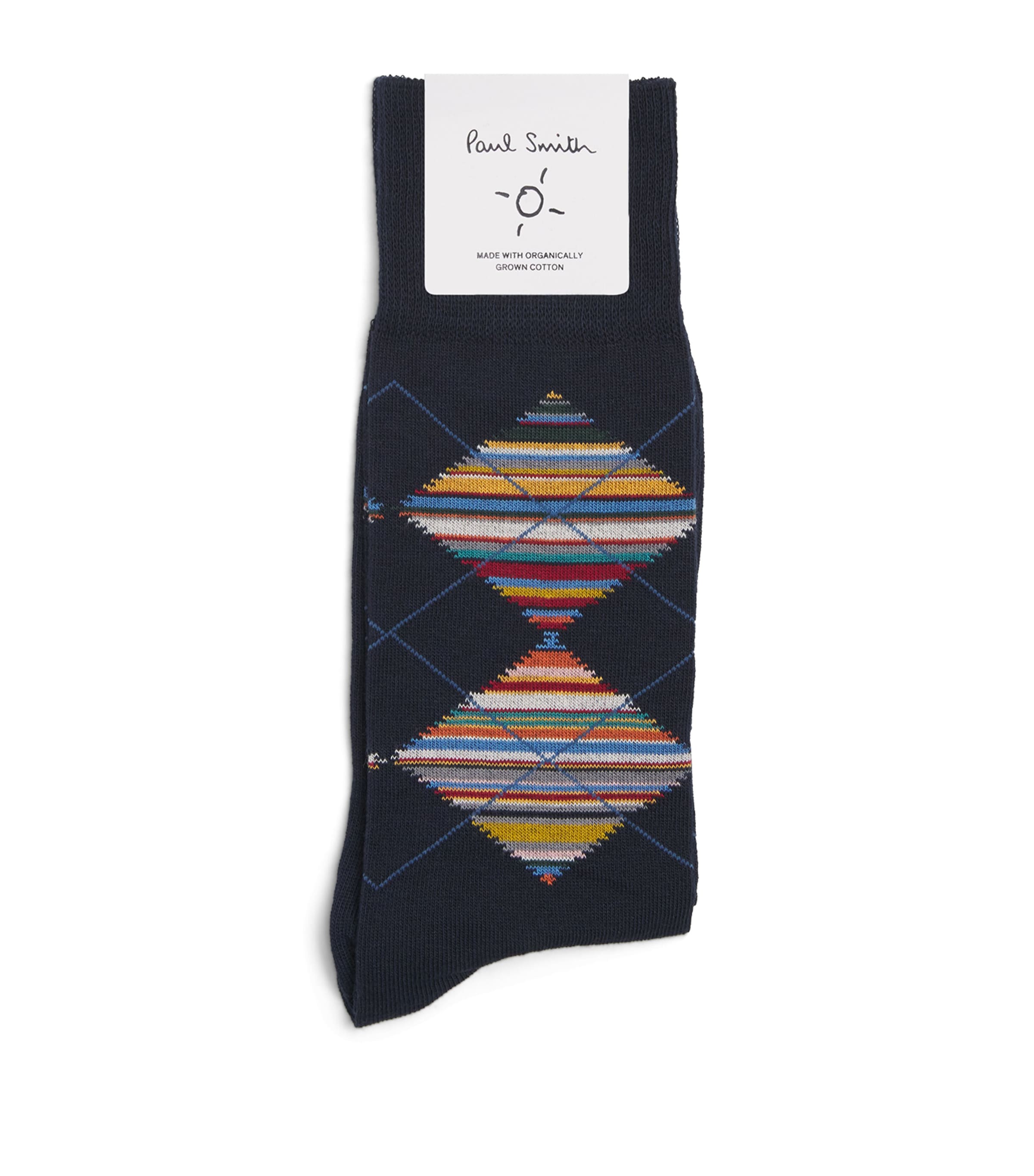 Cotton-Blend Argyle Socks BLUE Image 1