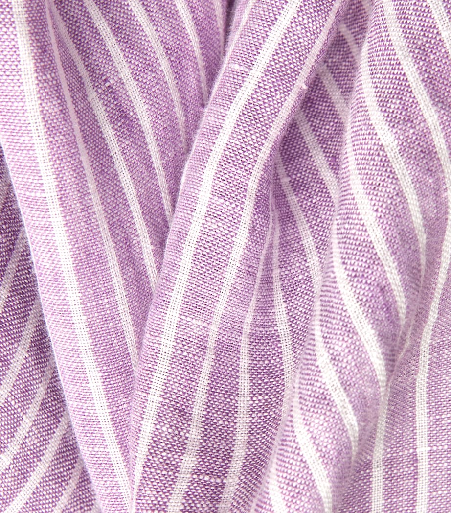 Polo Ralph Lauren Mens Linen Striped Custom-Fit Shirt Lavender White Image 6