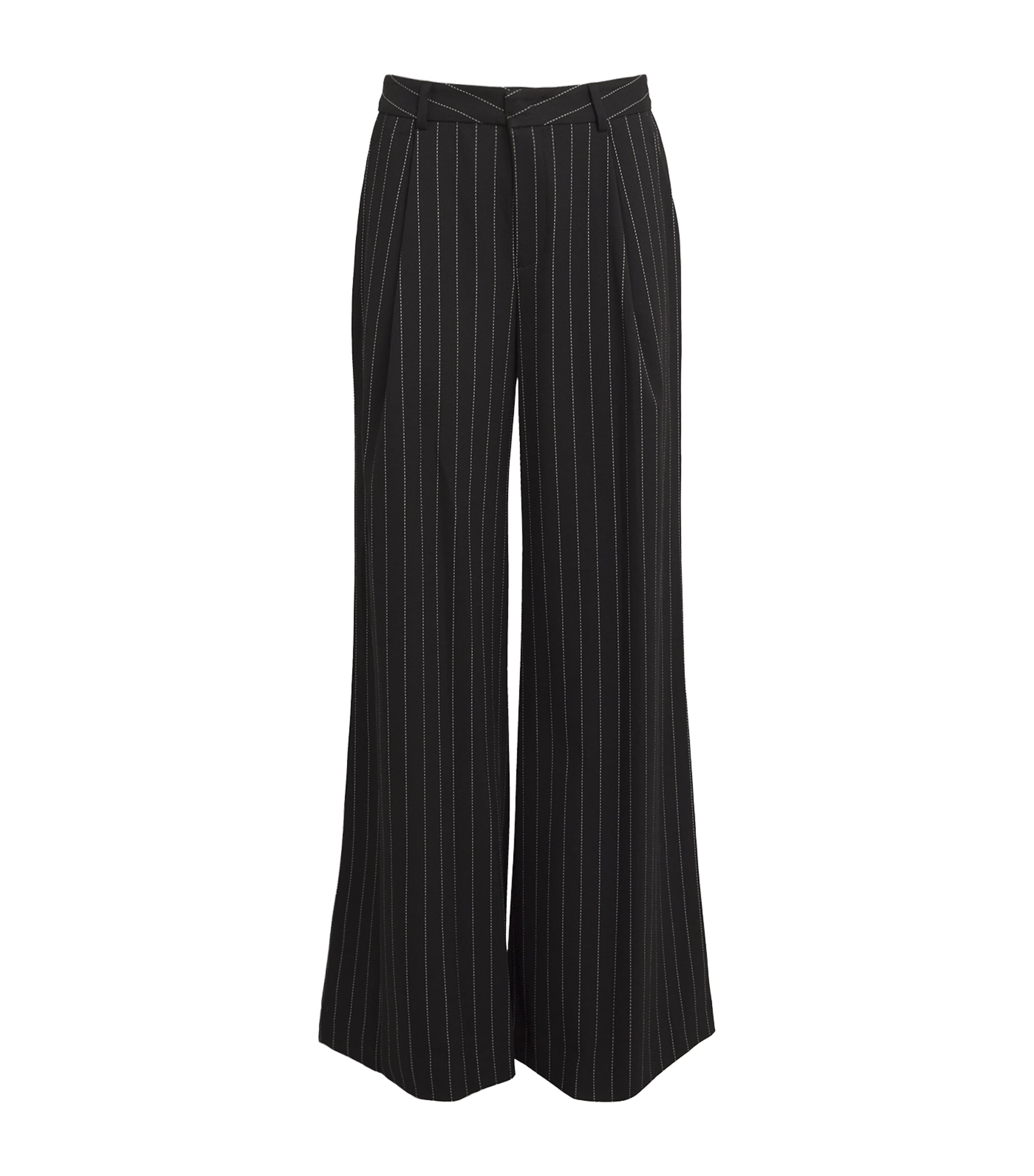 L Agence Pinstripe Allanah Wide-leg Trousers In Black