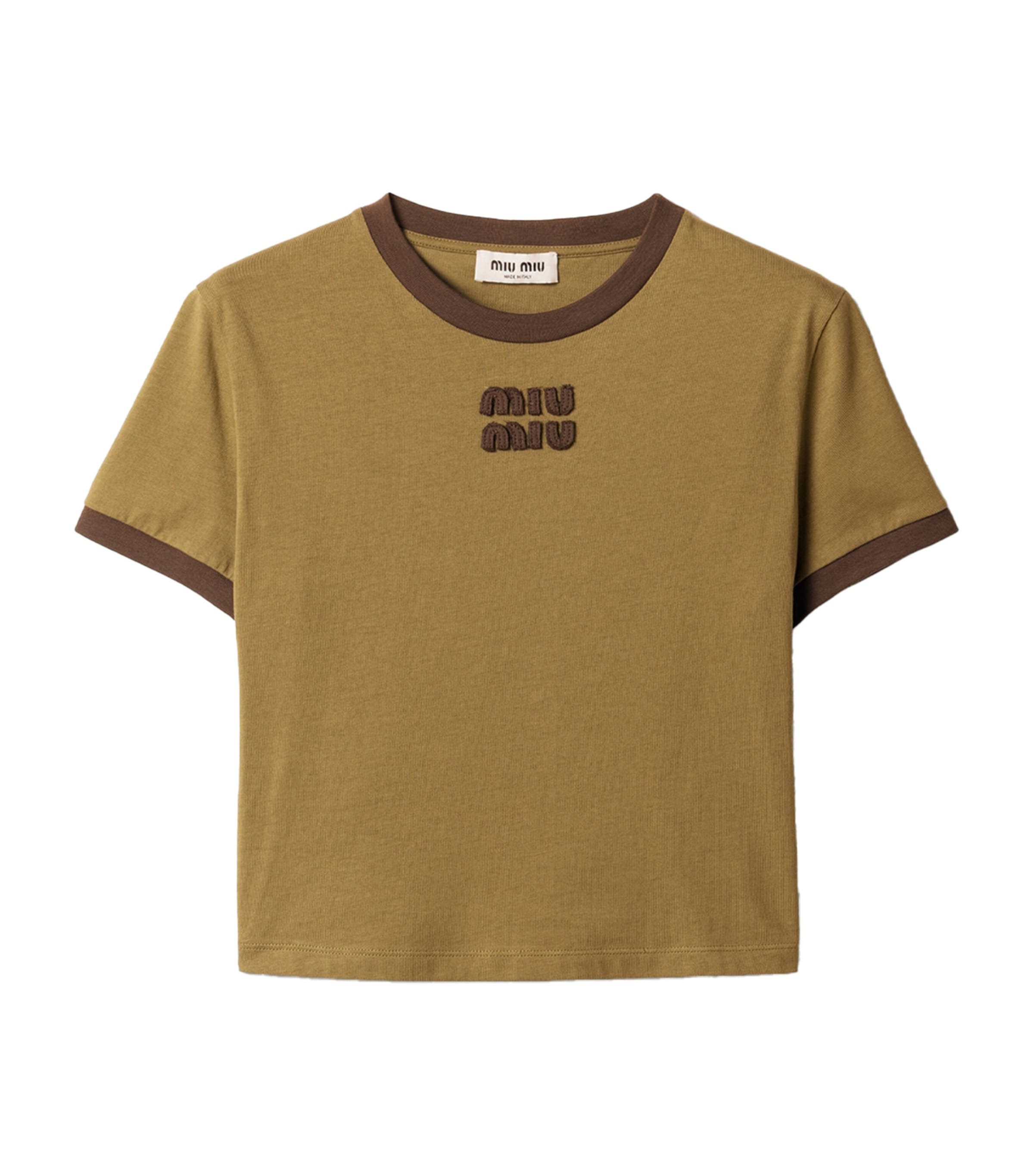 Miu Miu Womens Cotton Jersey Logo T-Shirt Image 1